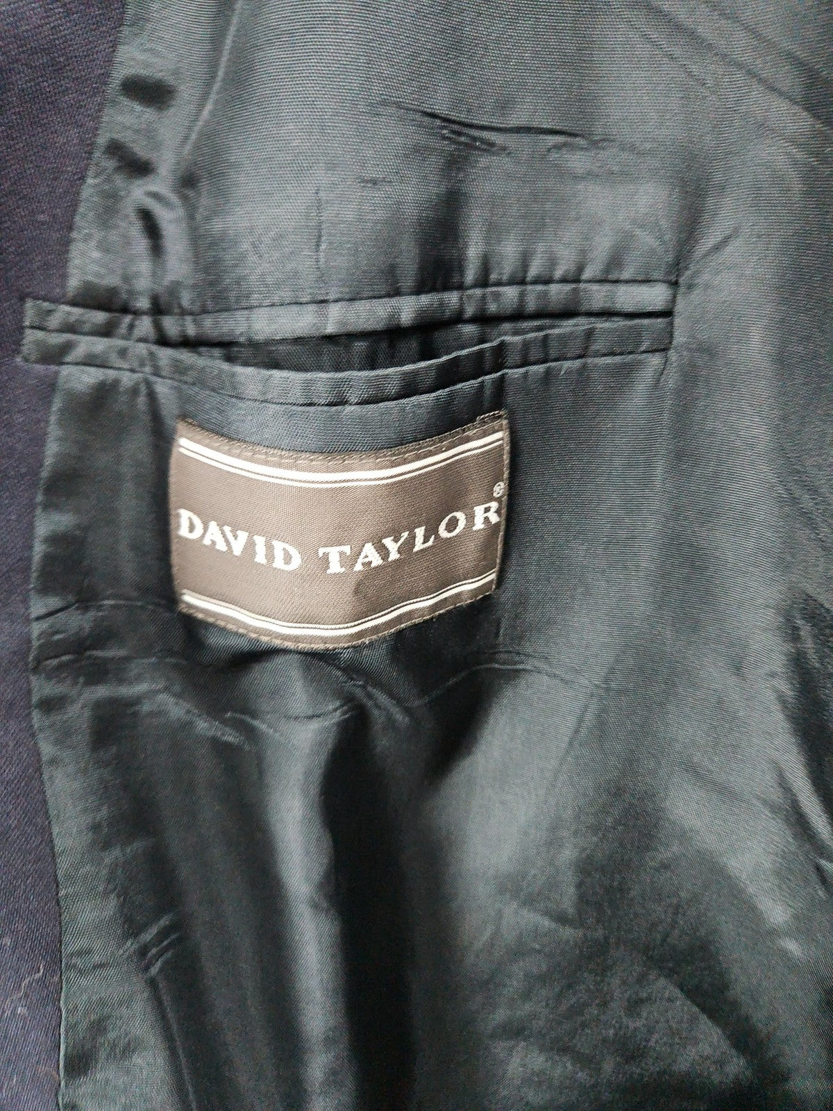 David Taylor Navy 2 Button Gold Button Single Vent Blazer Sport Coat 54R