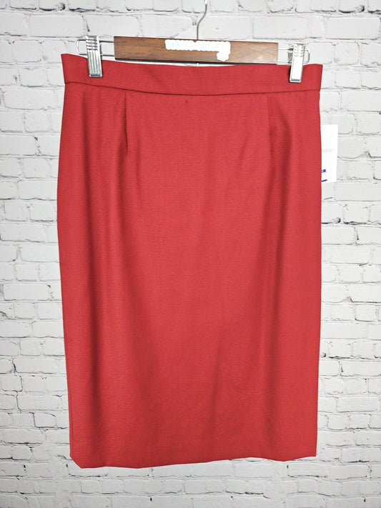 NWD VTG Liz Claiborne Collection Red 100% Merino Wool Lined Pencil Skirt 8