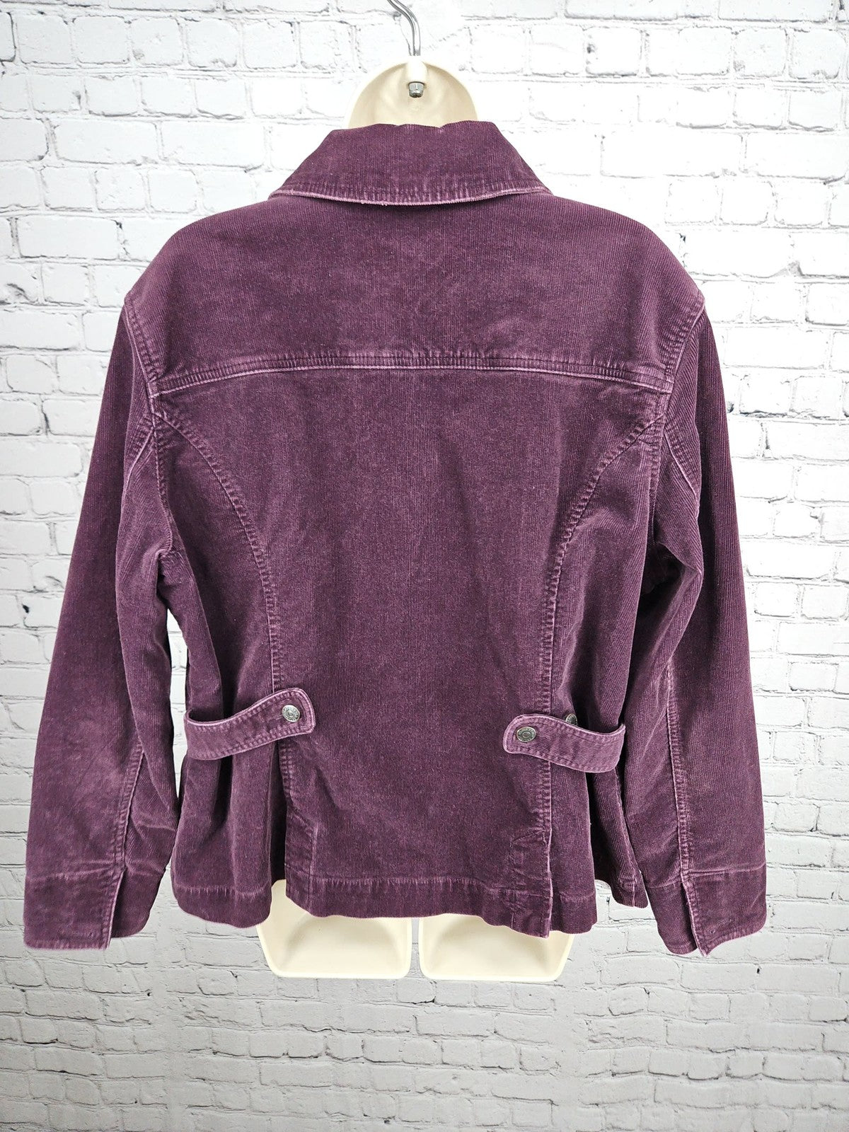 Eddie Bauer Plum Purple Corduroy Cargo Pocket Snap Front Jacket Women's XL