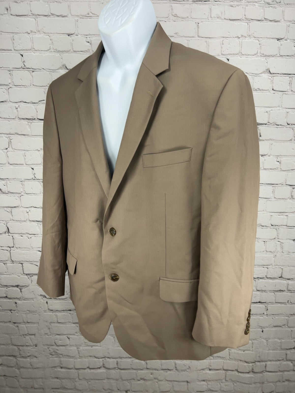 Andrew Fezza Tan 2 Button Double Vented Notch Lapel Blazer Sport Coat 44S