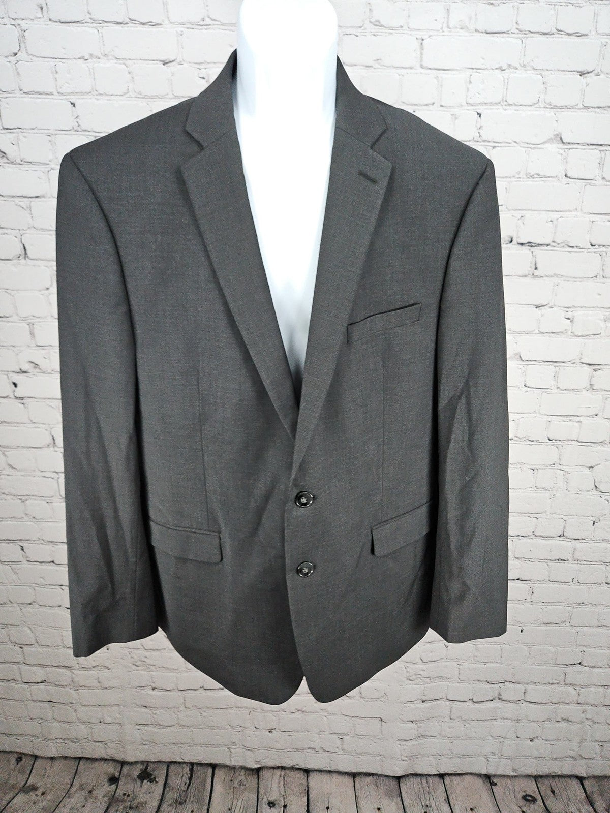 Calvin Klein Charcoal Gray Wool Blend 2 Button Notch Blazer Sport Coat 46R