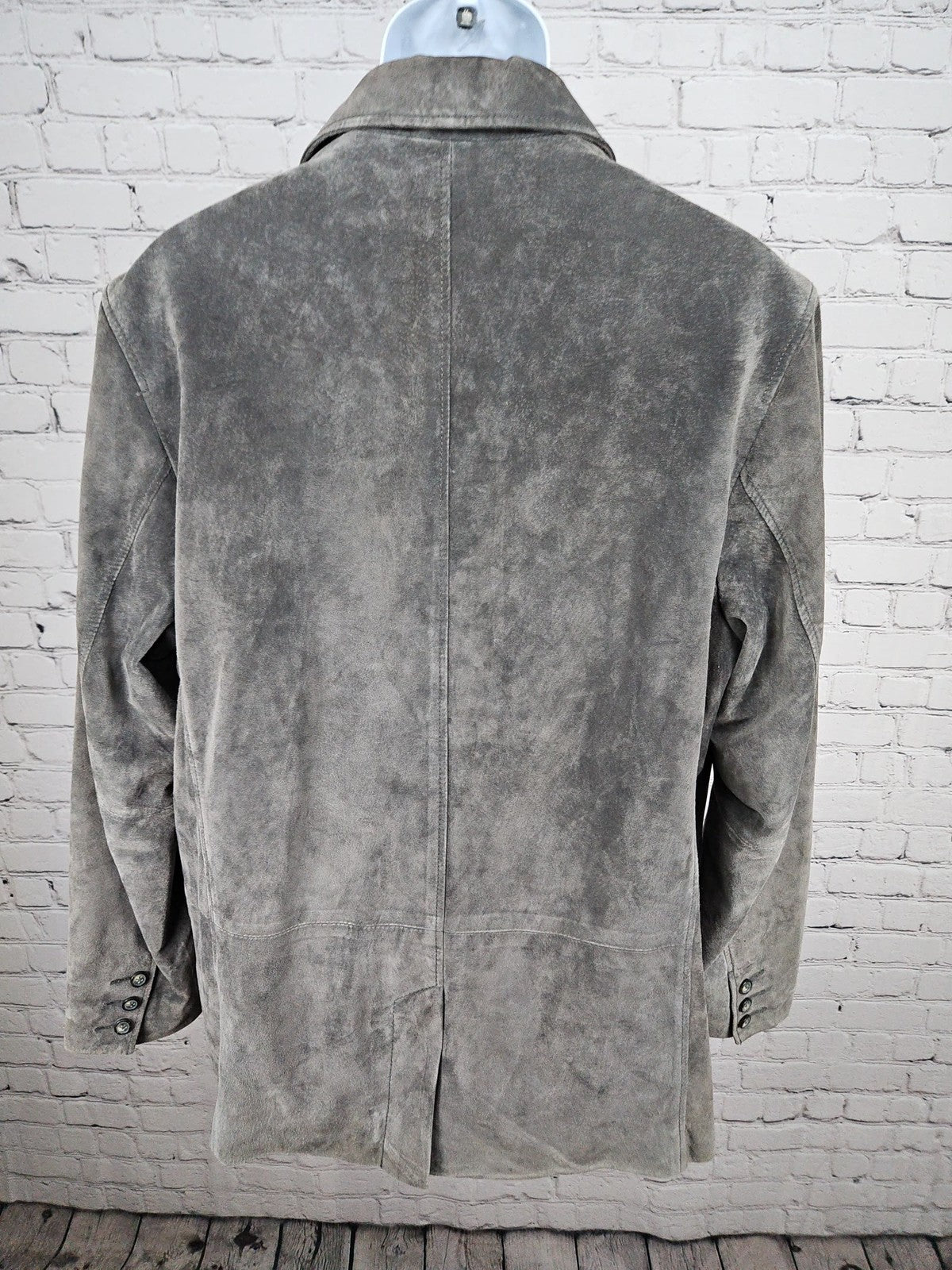 The Territory Ahead Gray Suede Leather 3 Button Blazer Sport Coat Jacket L