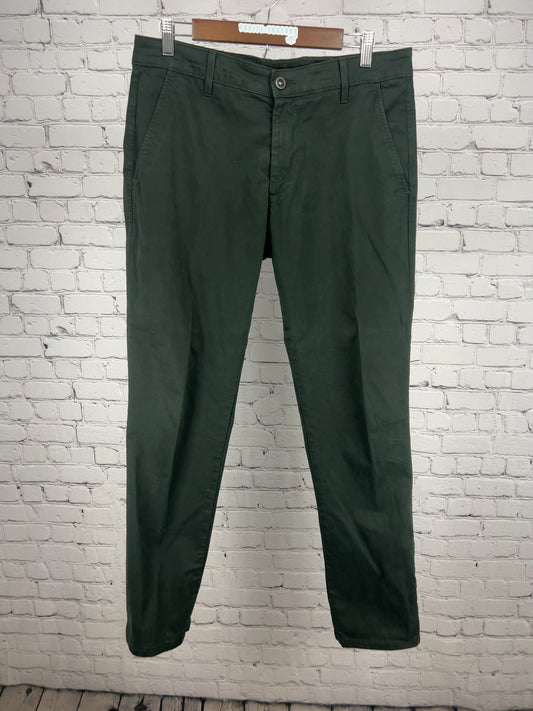 AG Dark Green Lux Khaki Tailored Trouser Stretch Chino Pants 32