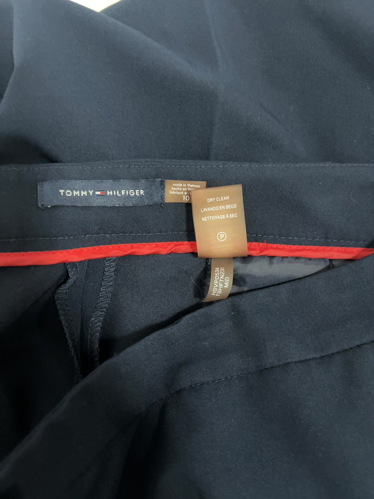 Tommy Hilfiger Navy Blue Straight Leg Flat Front Dress Pants 10