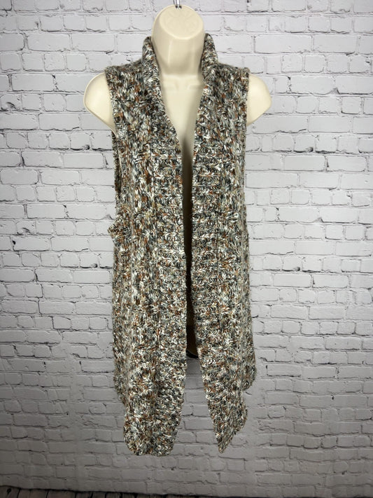 Chico's Brown Multicolor Chunky Knit Metallic Open Front Sweater Vest 2 (US M)