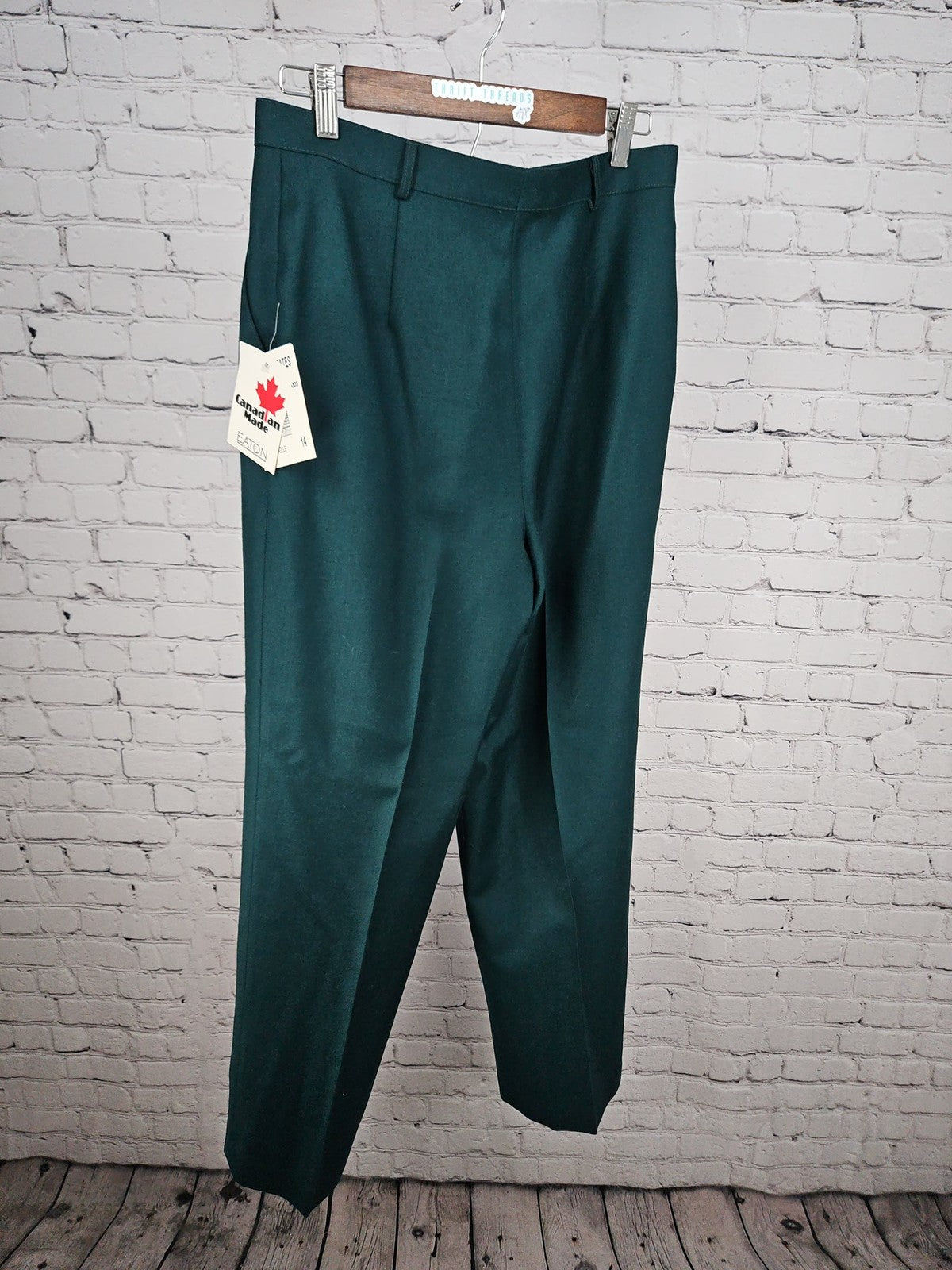 NWT VTG Mister Leonard Forest Green Pure Wool Pleated Trouser Pants 14 (29X30)