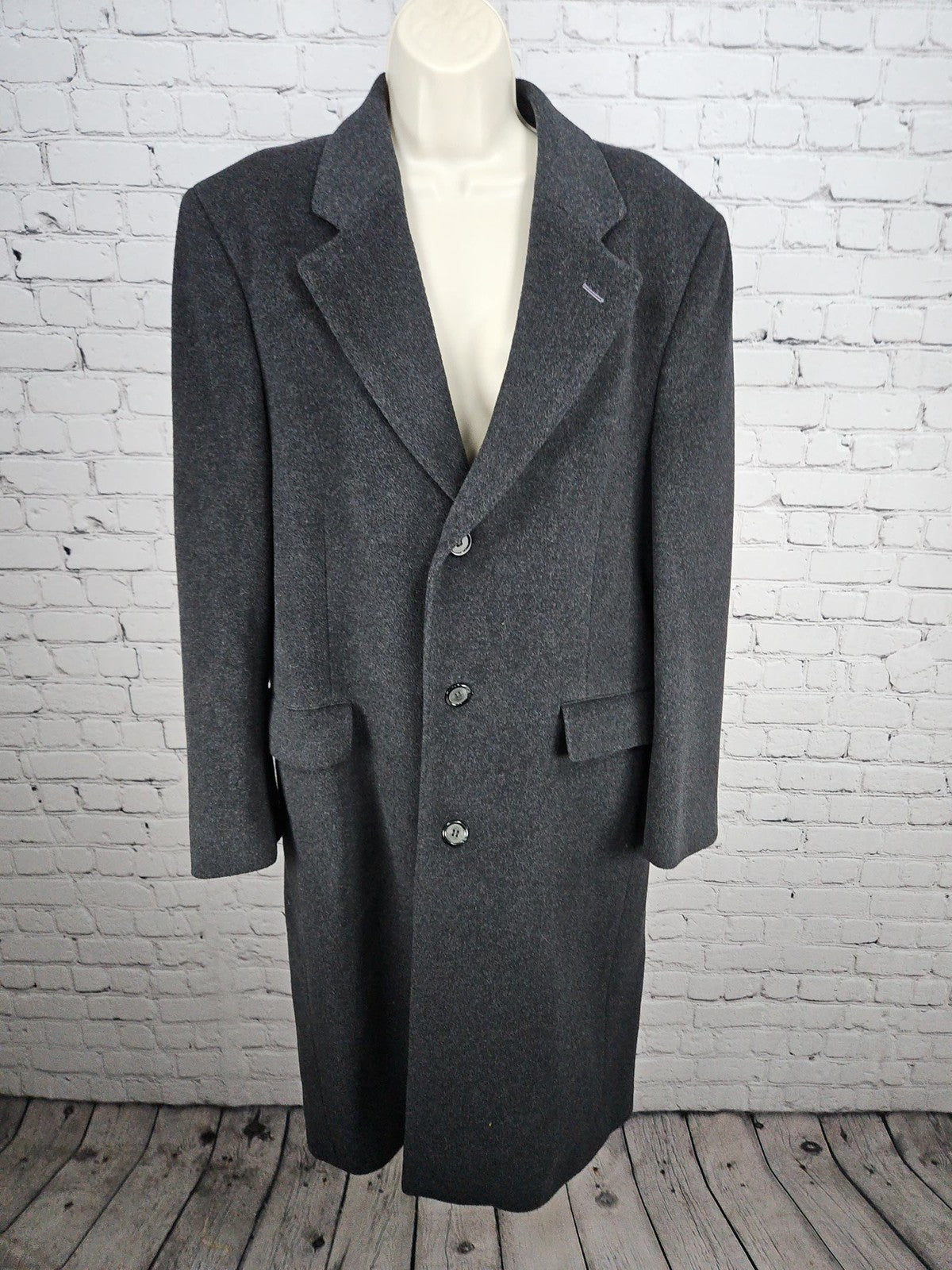 VTG Sullivan Bros Charcoal Gray Cashmere Blend Long Overcoat Top Coat Men's M