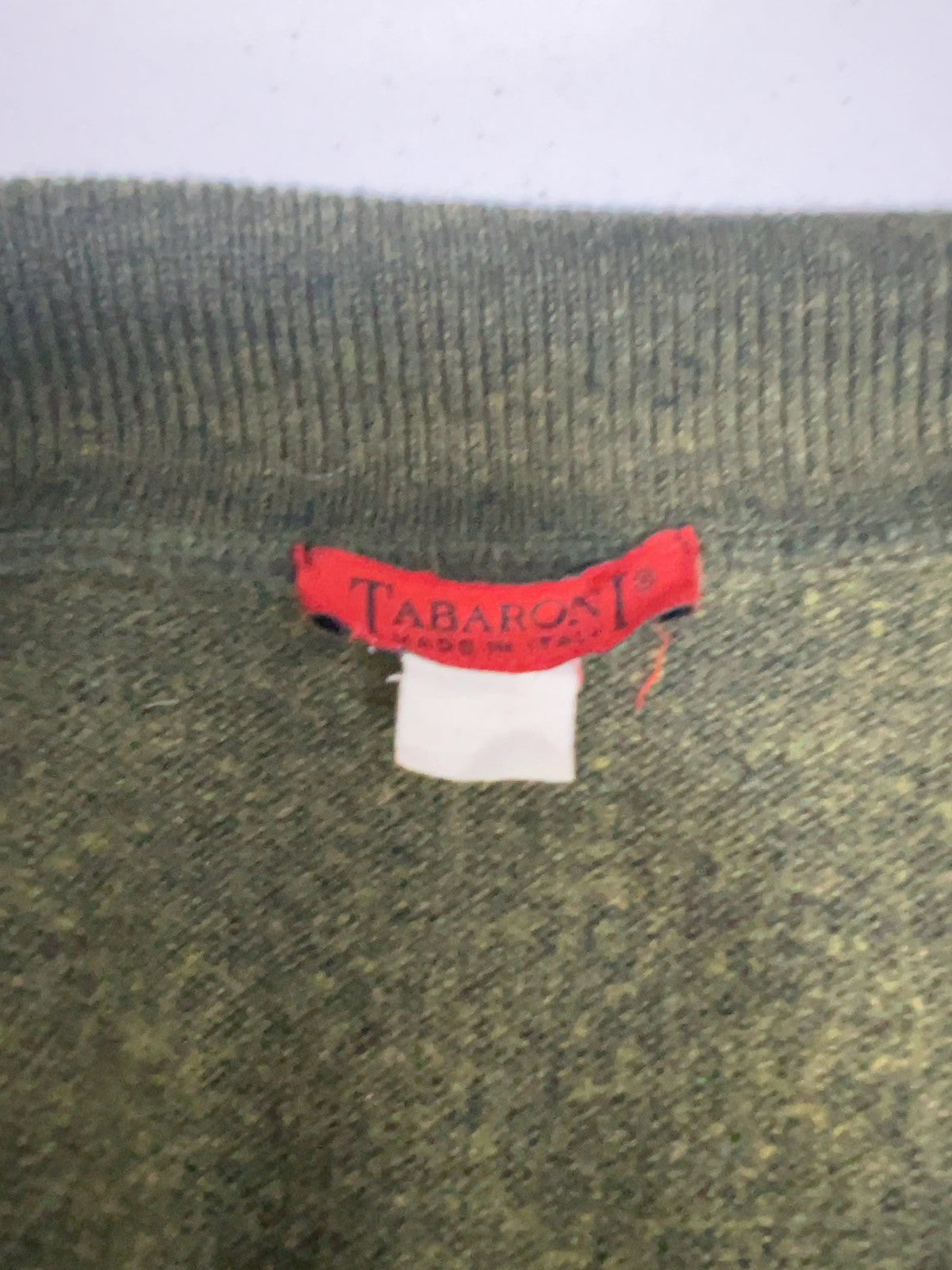 VTG Tabaroni Olive Green Brown Leather Wool Knit Zip Sweater Jacket Italy L
