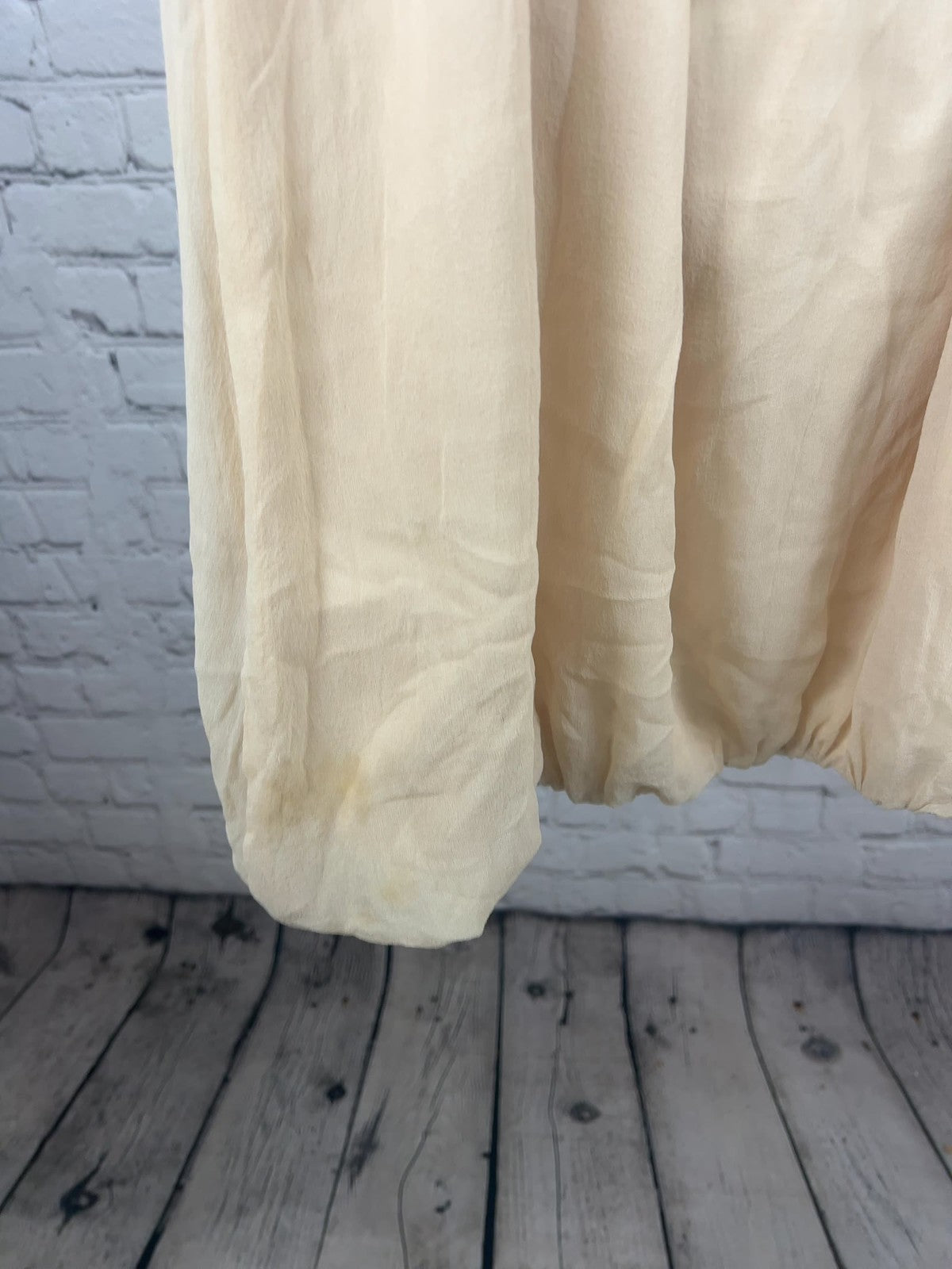 Blush Pink 100% Silk Satin Yoke Sleeveless Bubble Hem Lace Tie Dress M