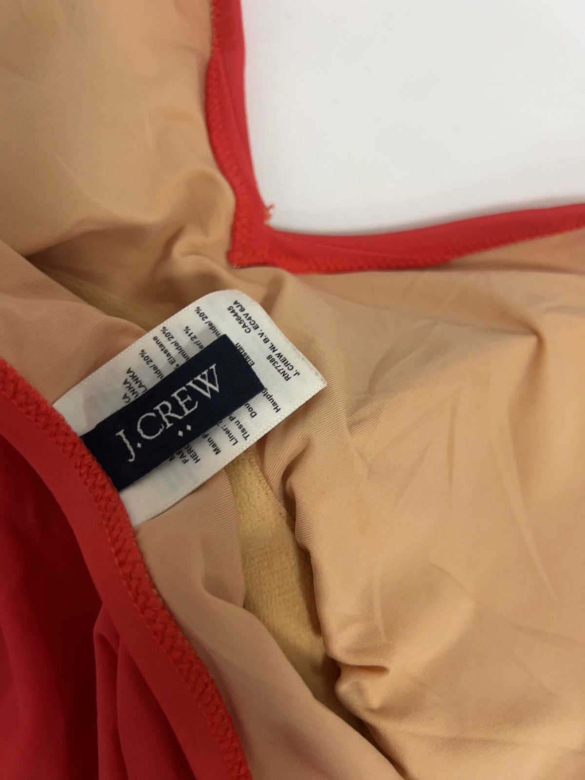 J.Crew Red Deep V Neck Tie Shoulder Lined One Piece Swimsuit Bathing Suit Size L