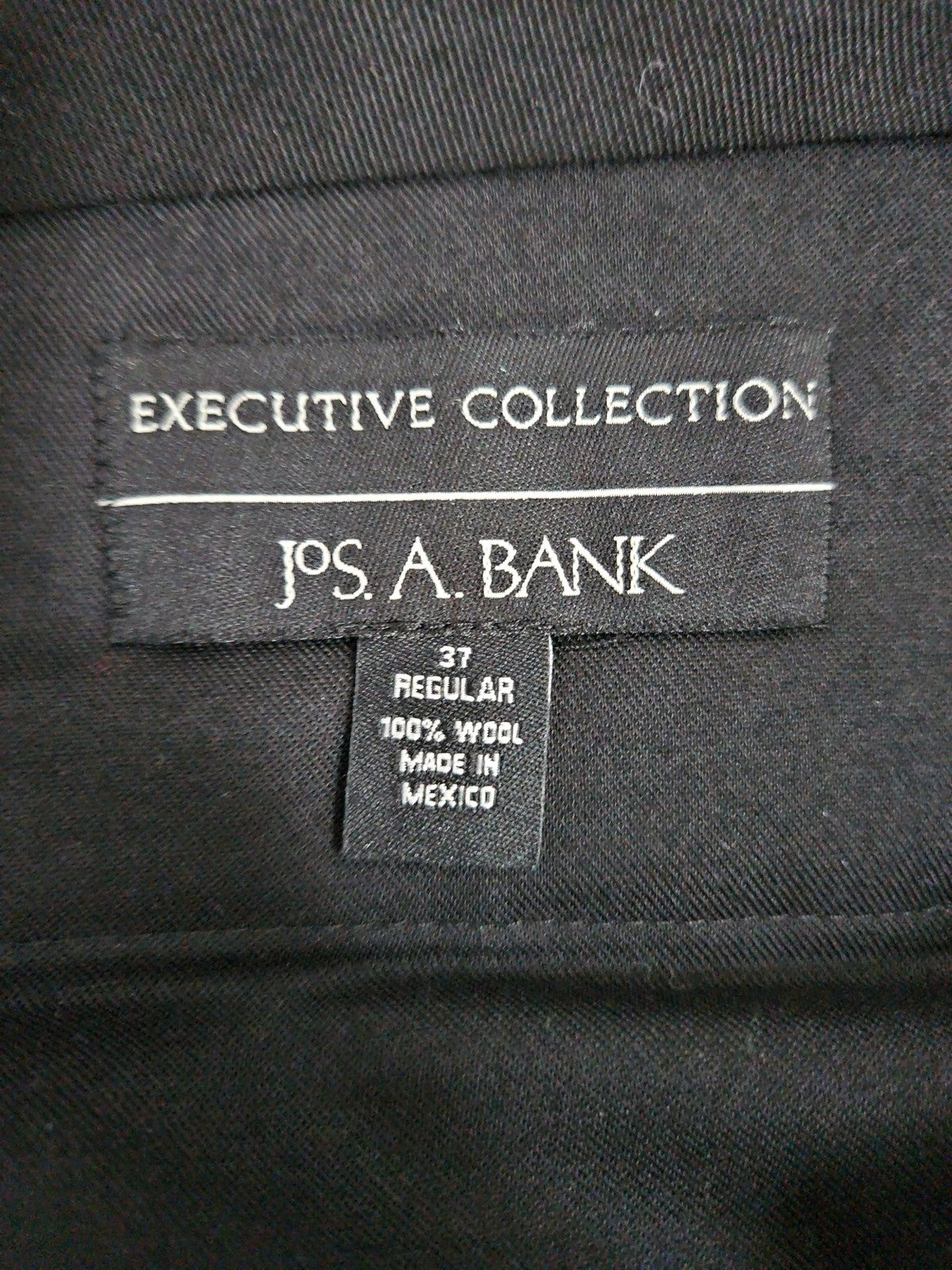 Jos A Bank Black 100% Wool Pleated Cuffed Dress Pants 37R (37X31.5)