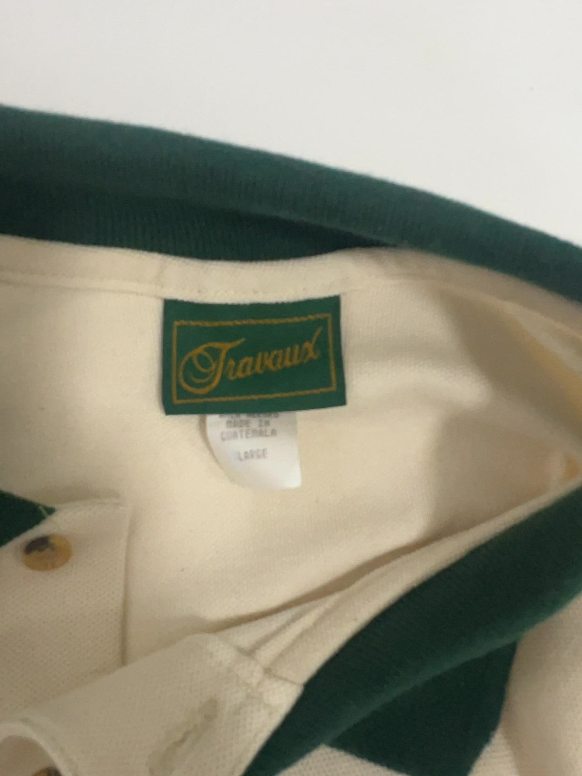 VTG Travaux Penn State Alumni Cream Navy Green Color Block Polo Shirt XL