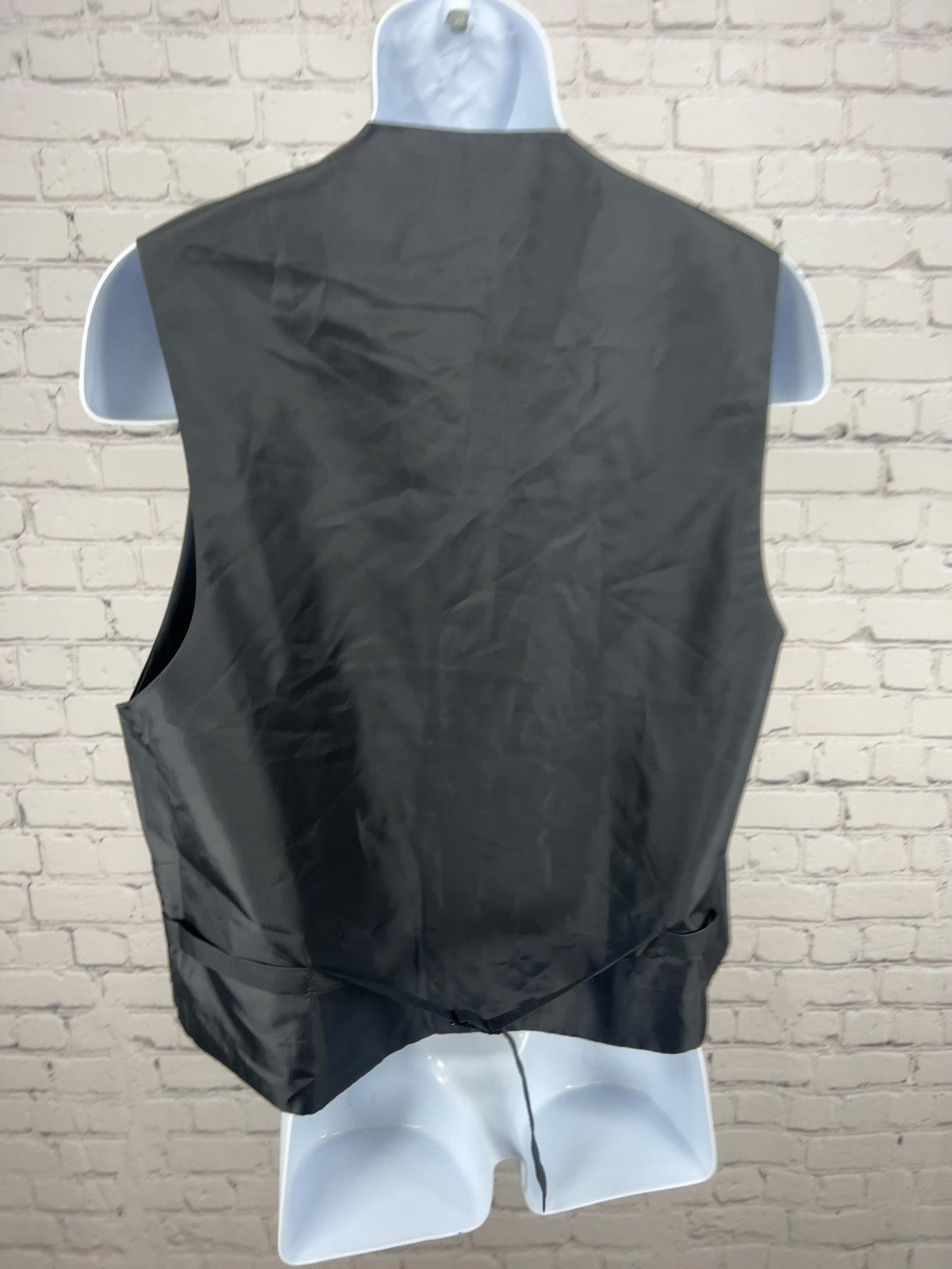 Vittorio Farina Black Satin 5 Button Adjustable Back Formal Tuxedo Vest L