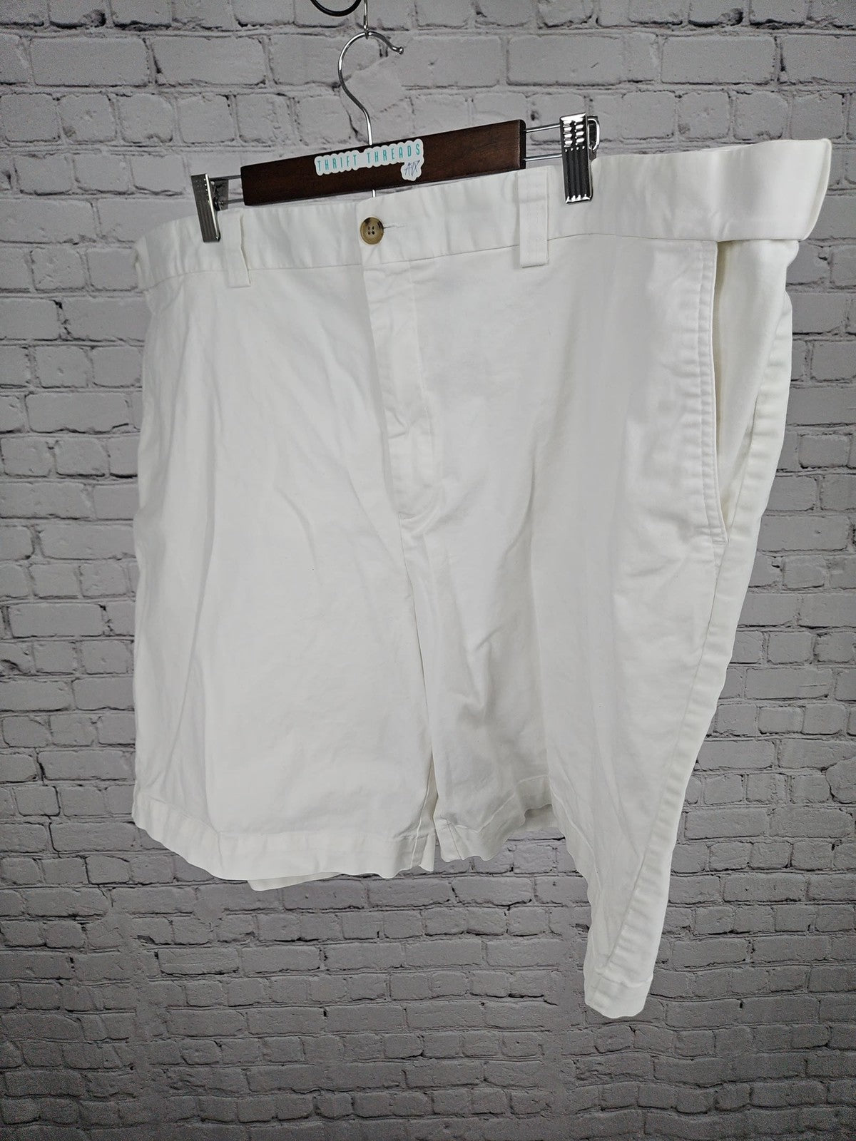 Oak Hill White Cotton Stretch Flat Front Chino Shorts Men's 50 (48X9.5)