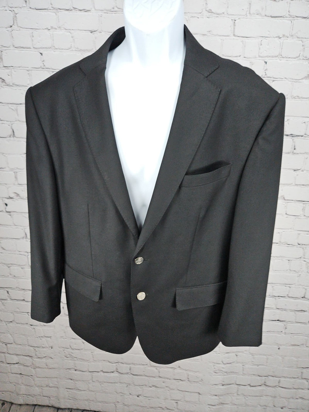 Ermenegildo Zegna Trofeo Black Wool 2 Button Blazer Sport Coat 45R