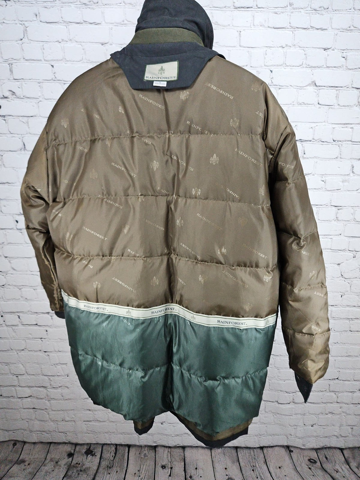 VTG Rainforest Black Quilted Puffer Lined Field Parka Coat Mens XL