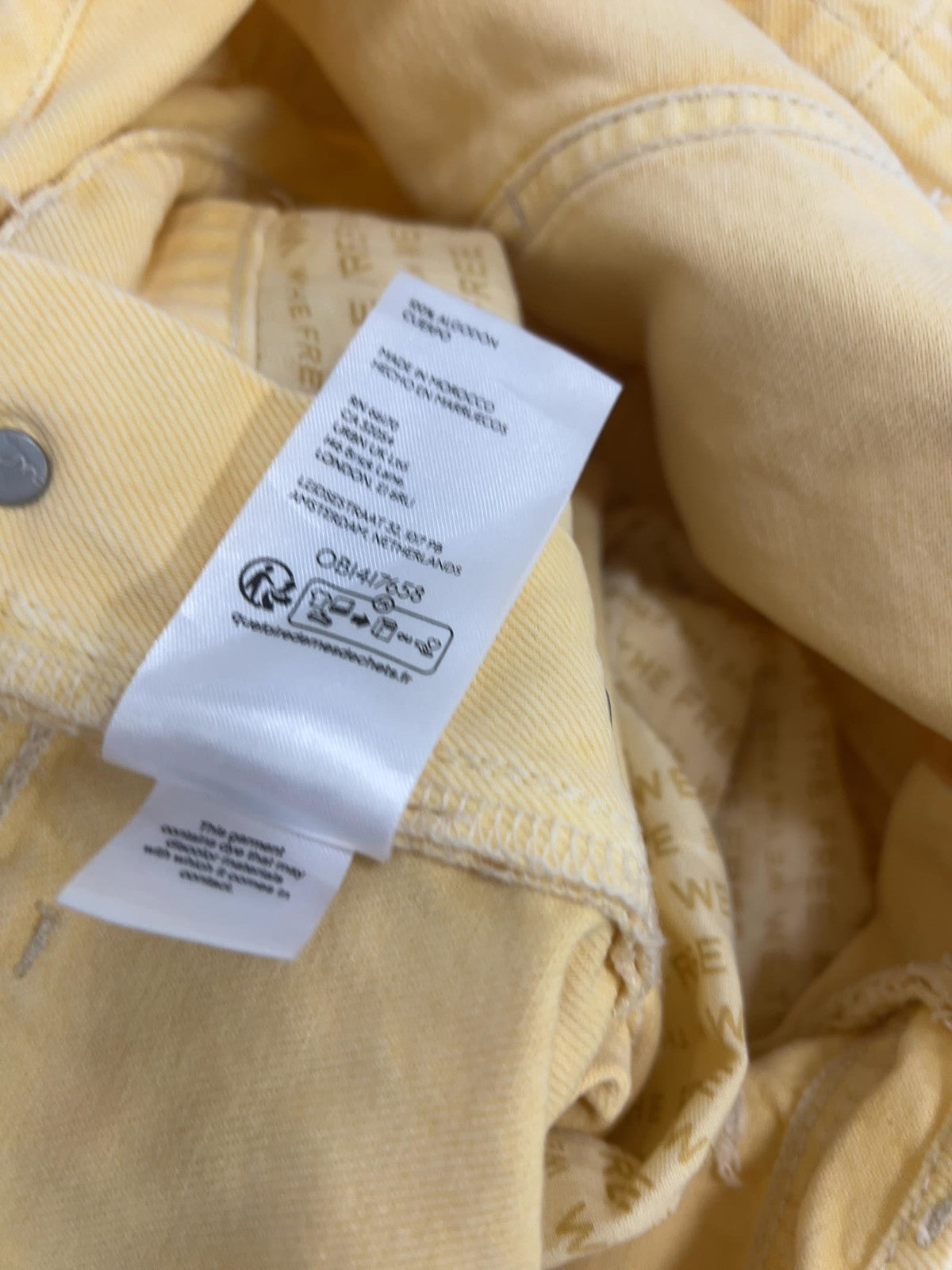 We The Free Yellow Denim Cuffed Overall Shortalls Women's L
