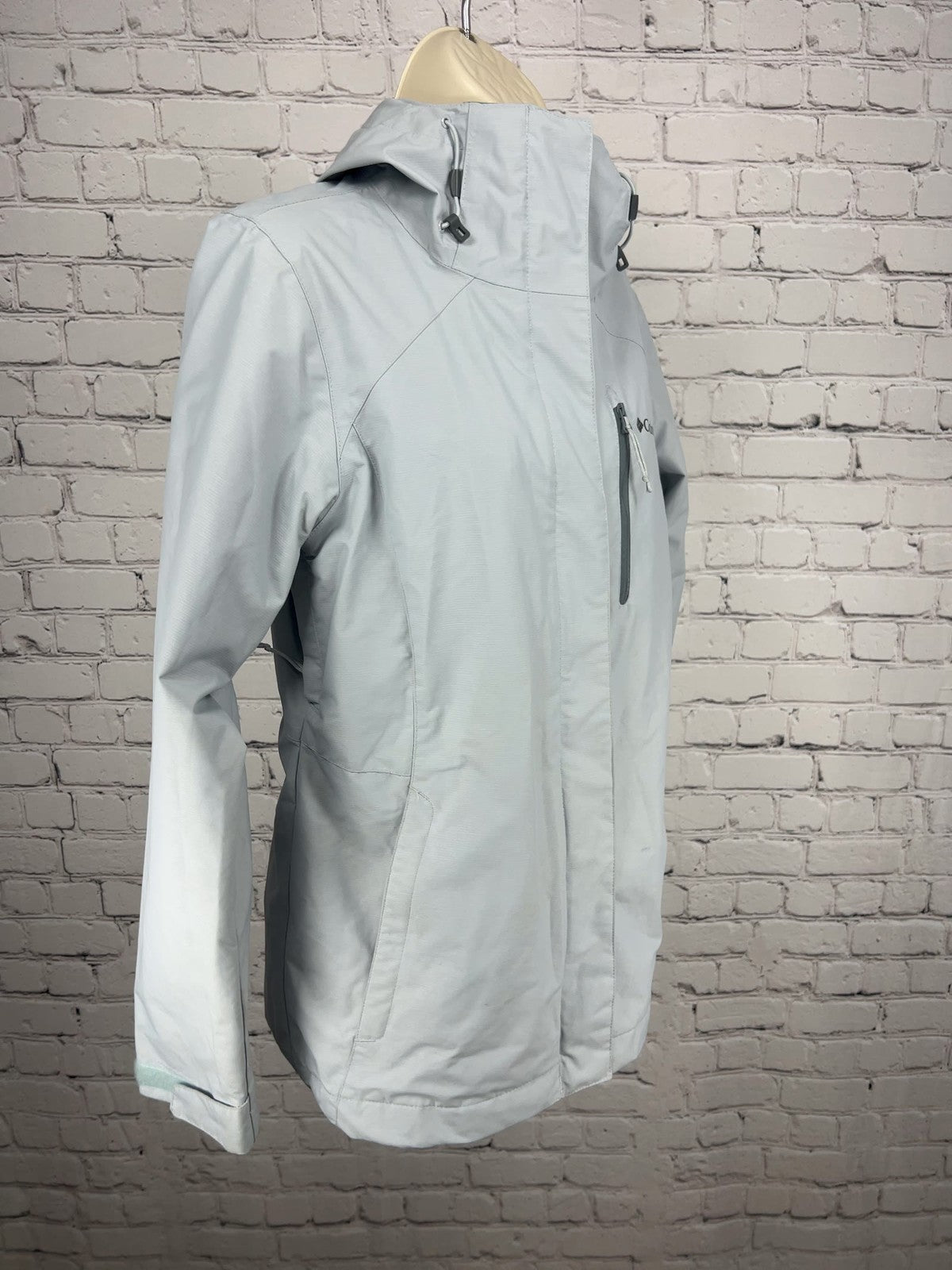 Columbia Interchange Light Gray Omni-Tech Hooded Shell Jacket Women's S