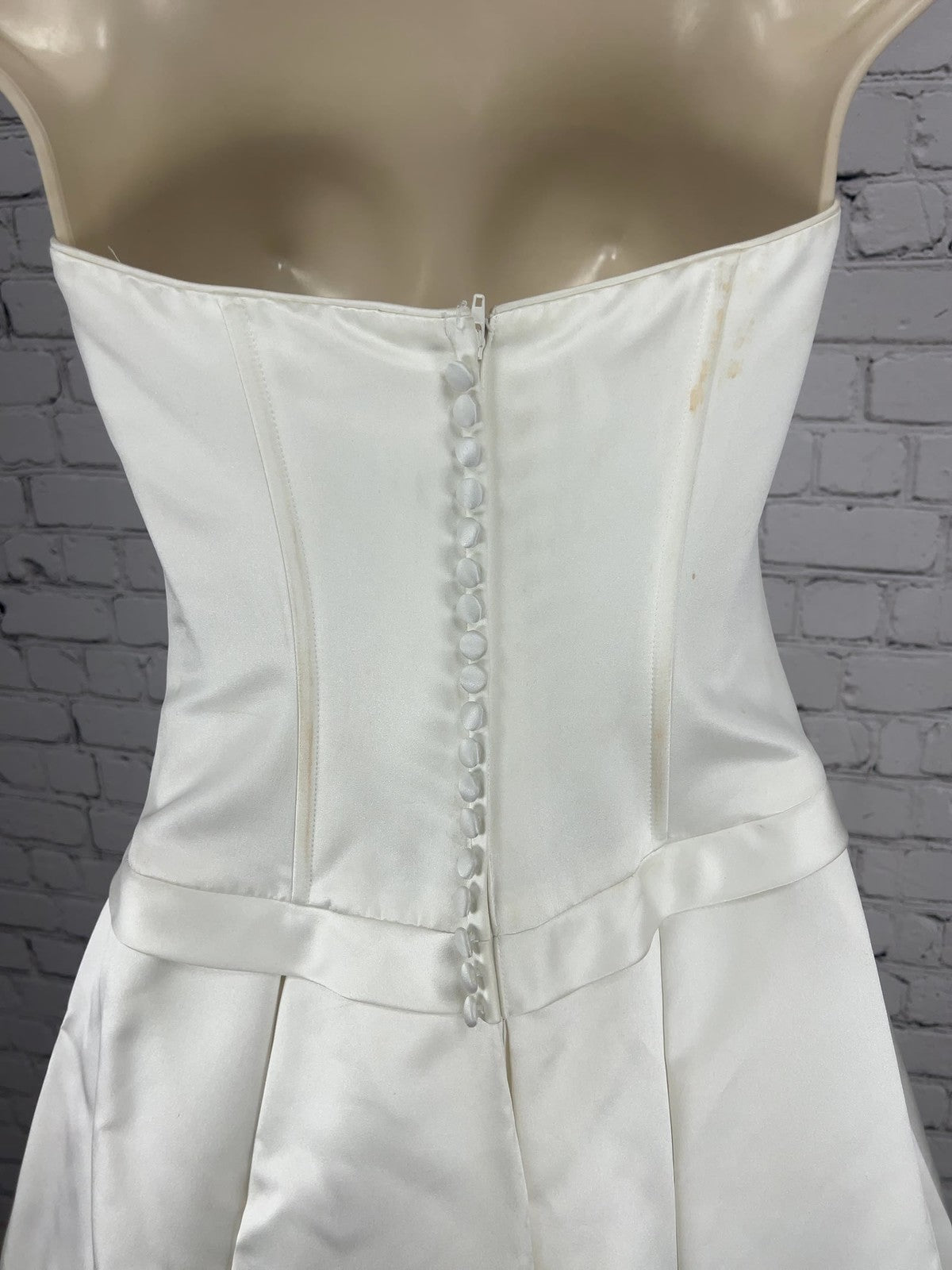 David's Bridal Galina Ivory Satin Strapless Drop Waist Wedding Dress 4