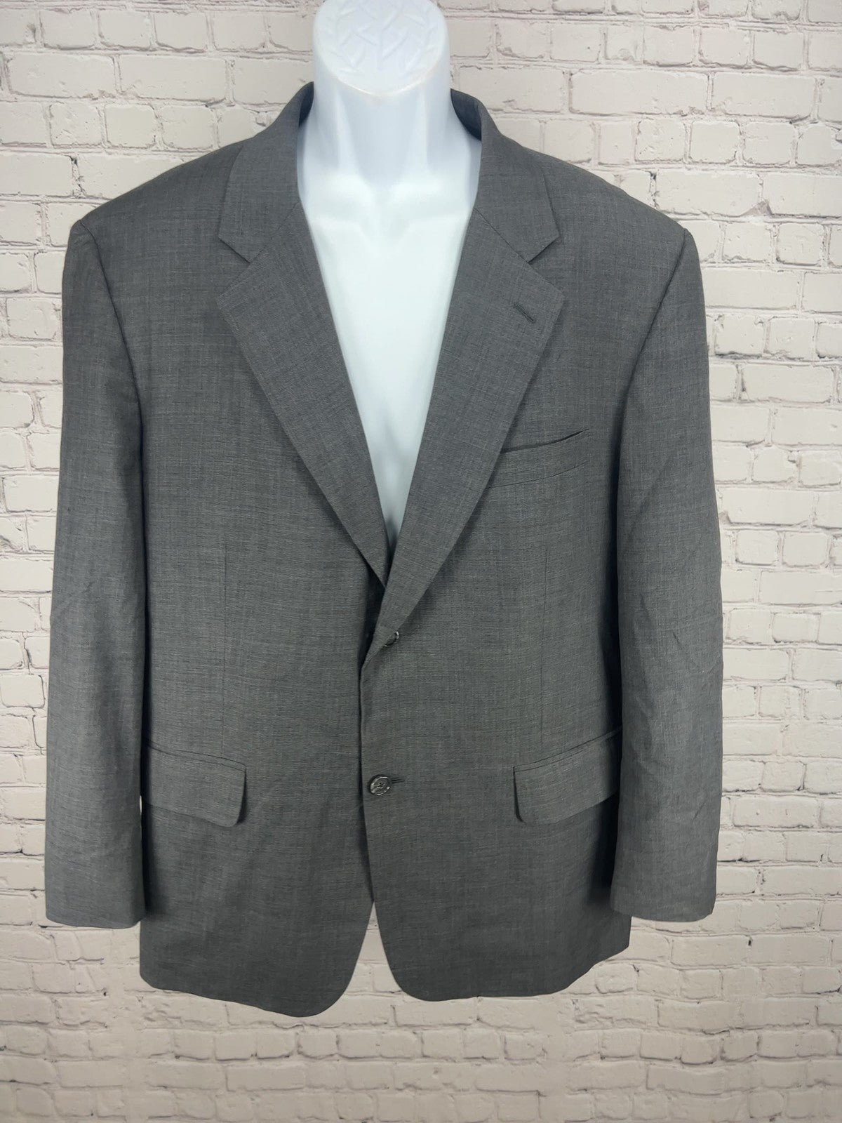 Turnbury Gray 100% Wool 2 Button Single Vented Notch Blazer Sport Coat 44S