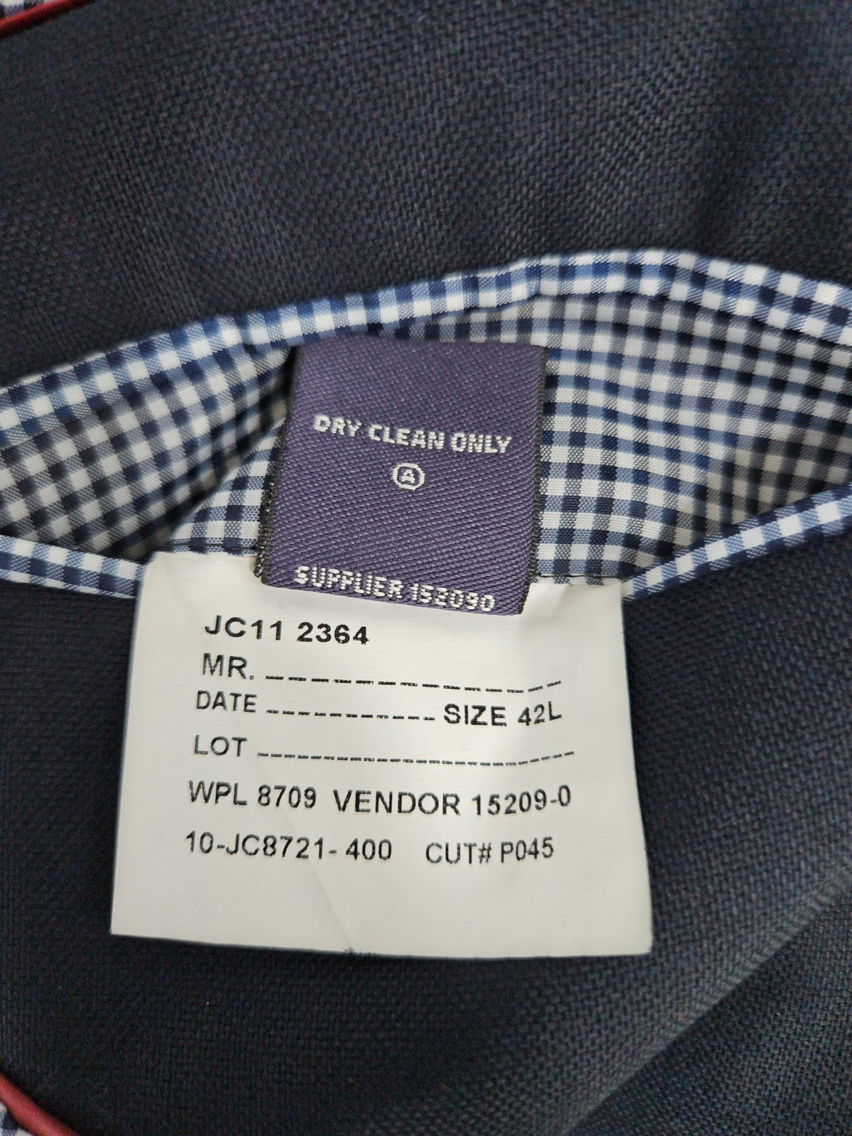 Stafford Navy 100% Wool Gold Button Single Vent Blazer Sport Coat 42L