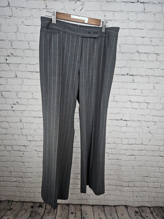 Ann Taylor Gray Pinstripe Wool Stretch Lined Flare Dress Pants 10 (32X32)