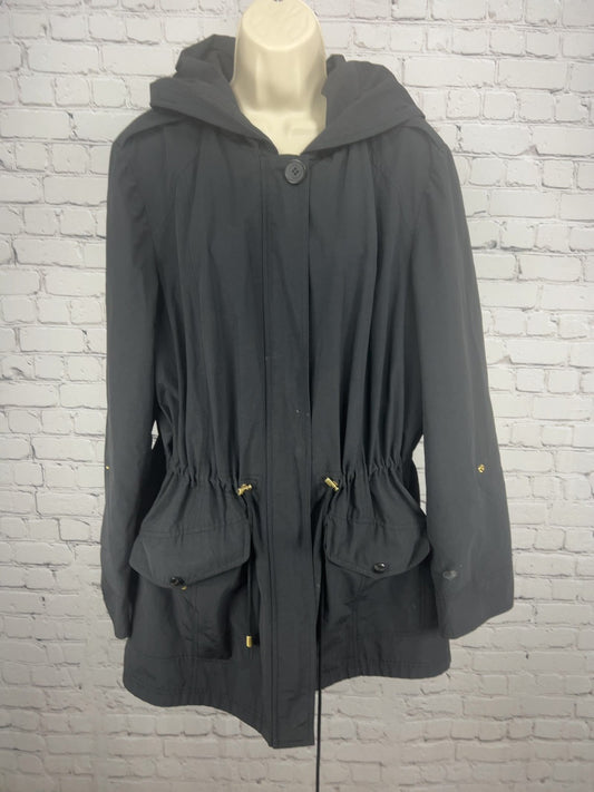 Ellen Tracy Black Hooded Drawstring Waist Utility Anorak Jacket Women's 2X