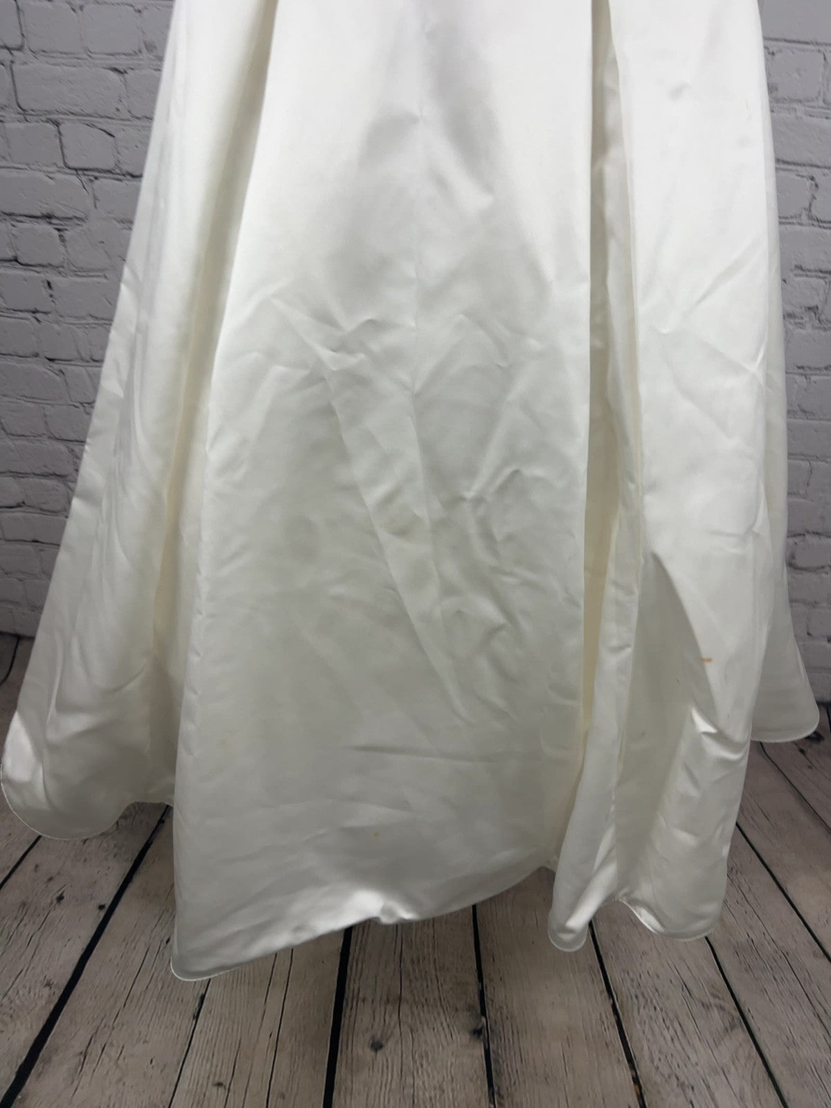 David's Bridal Galina Ivory Satin Strapless Drop Waist Wedding Dress 4