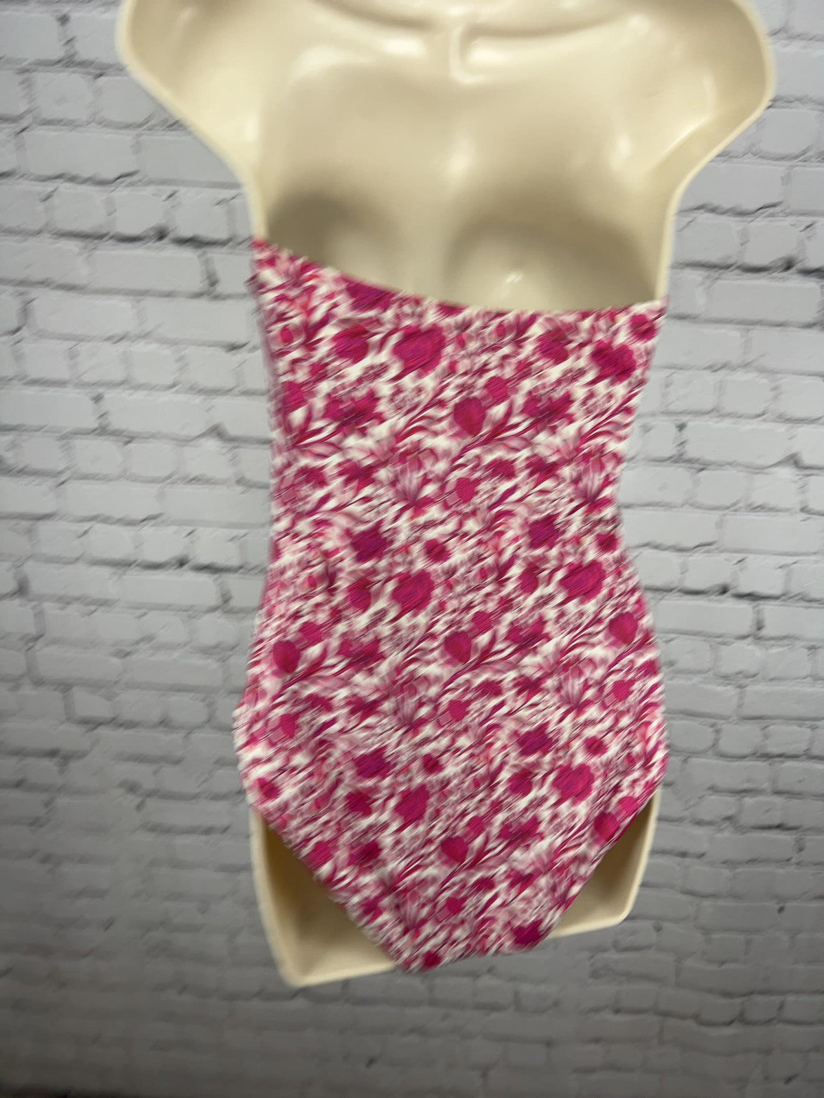 J.Crew Pink Floral Ruffle Strapless Underwire One Piece Swimsuit 10