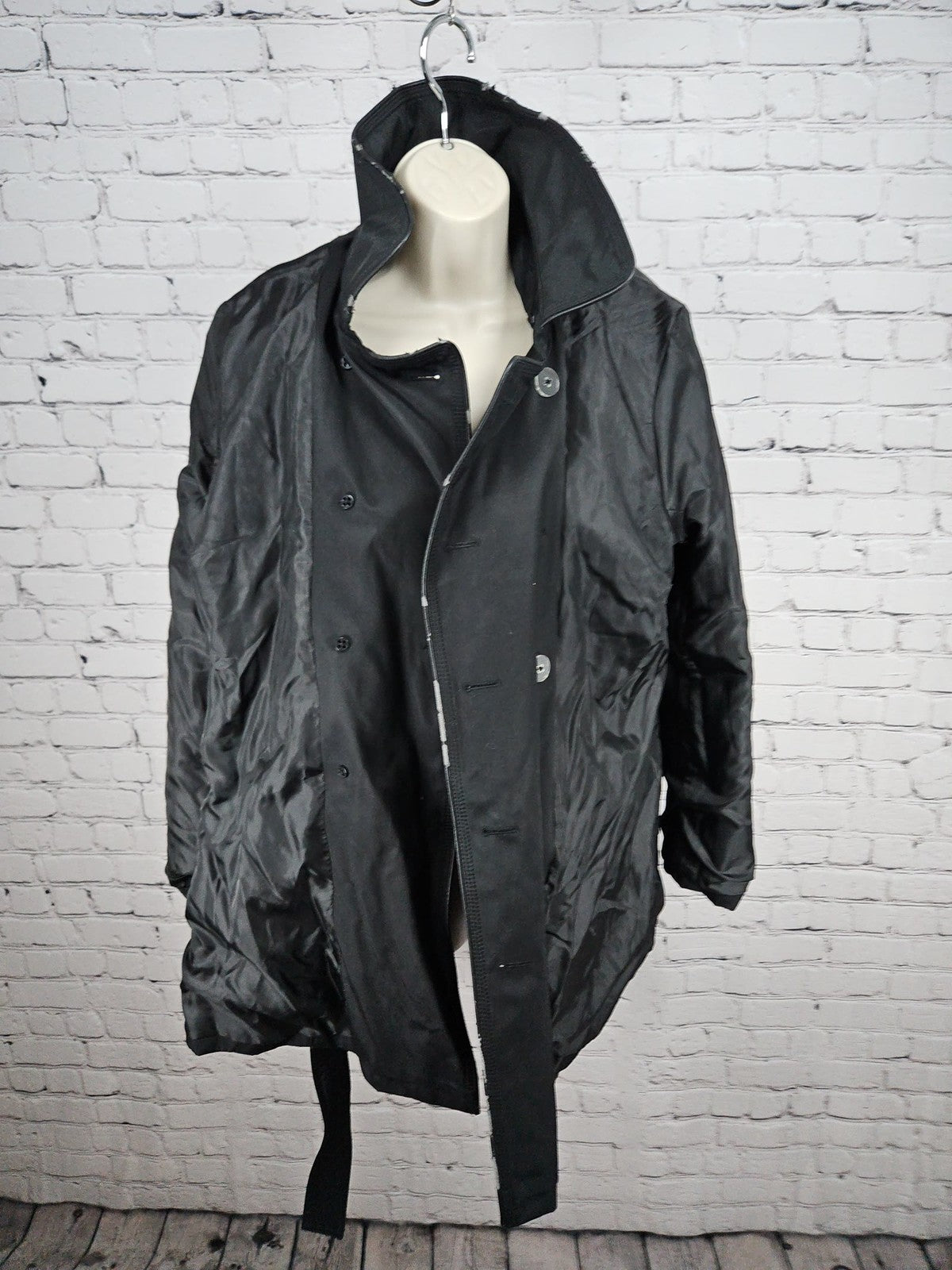 Worthington Black Hooded Double Breasted Belted Trench Coat Women's XL