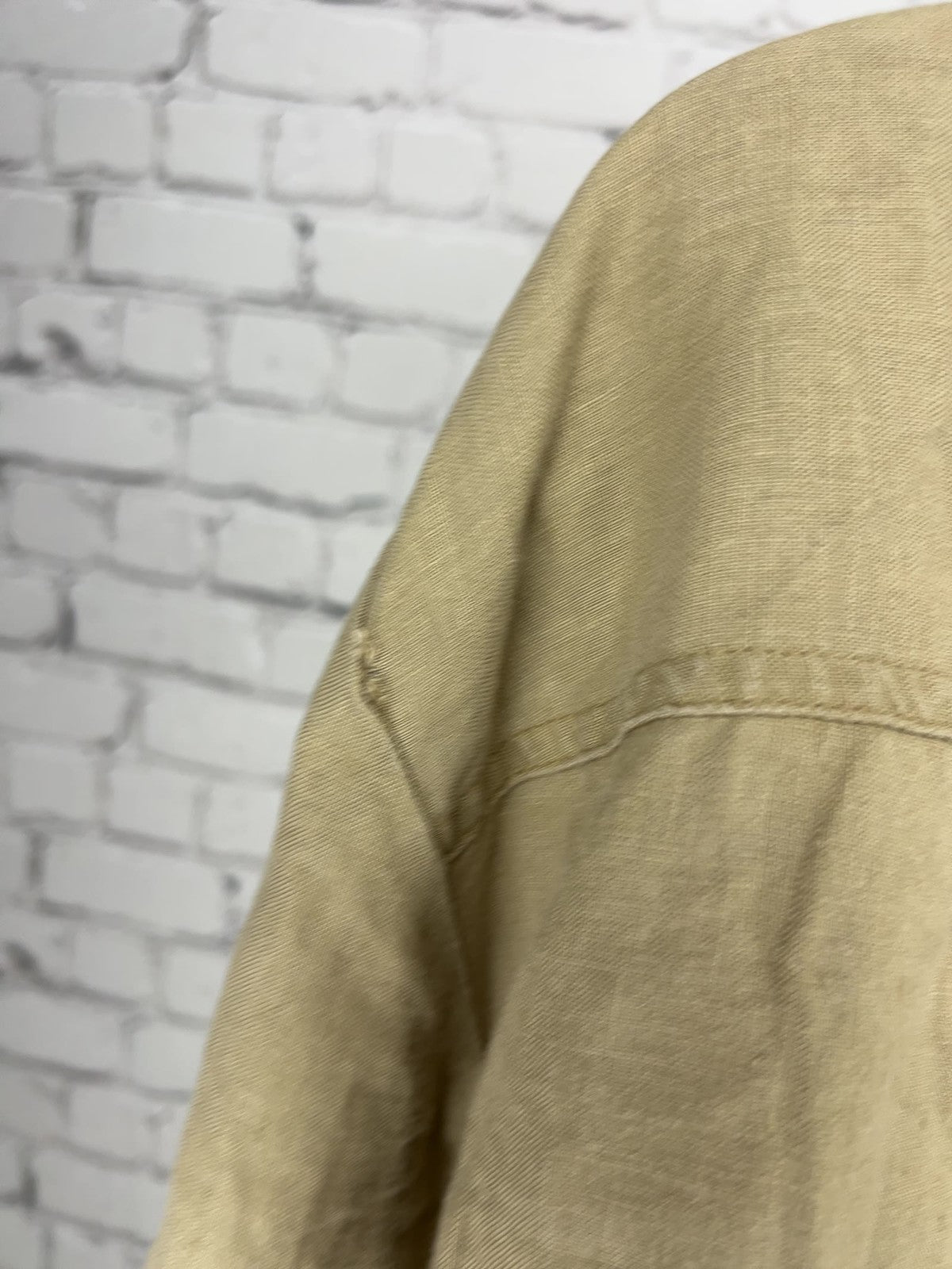 Company Ellen Tracy Flax 100% Linen Half Zip Pocket 3/4 Sleeve Tunic Top L