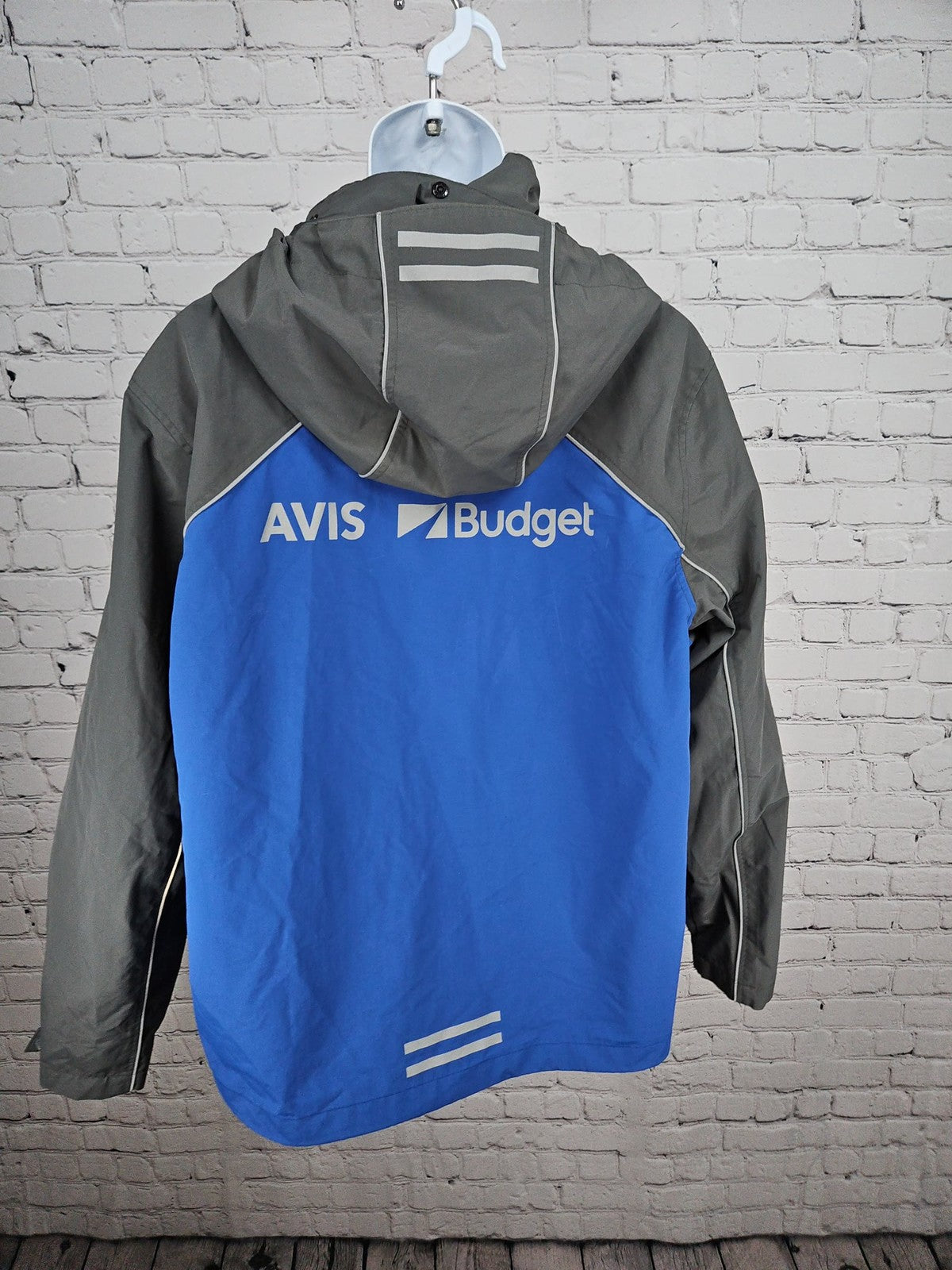 Lands' End Outfitters Avis Budget 3-in-1 Hooded Rain Jacket Blue Gray L