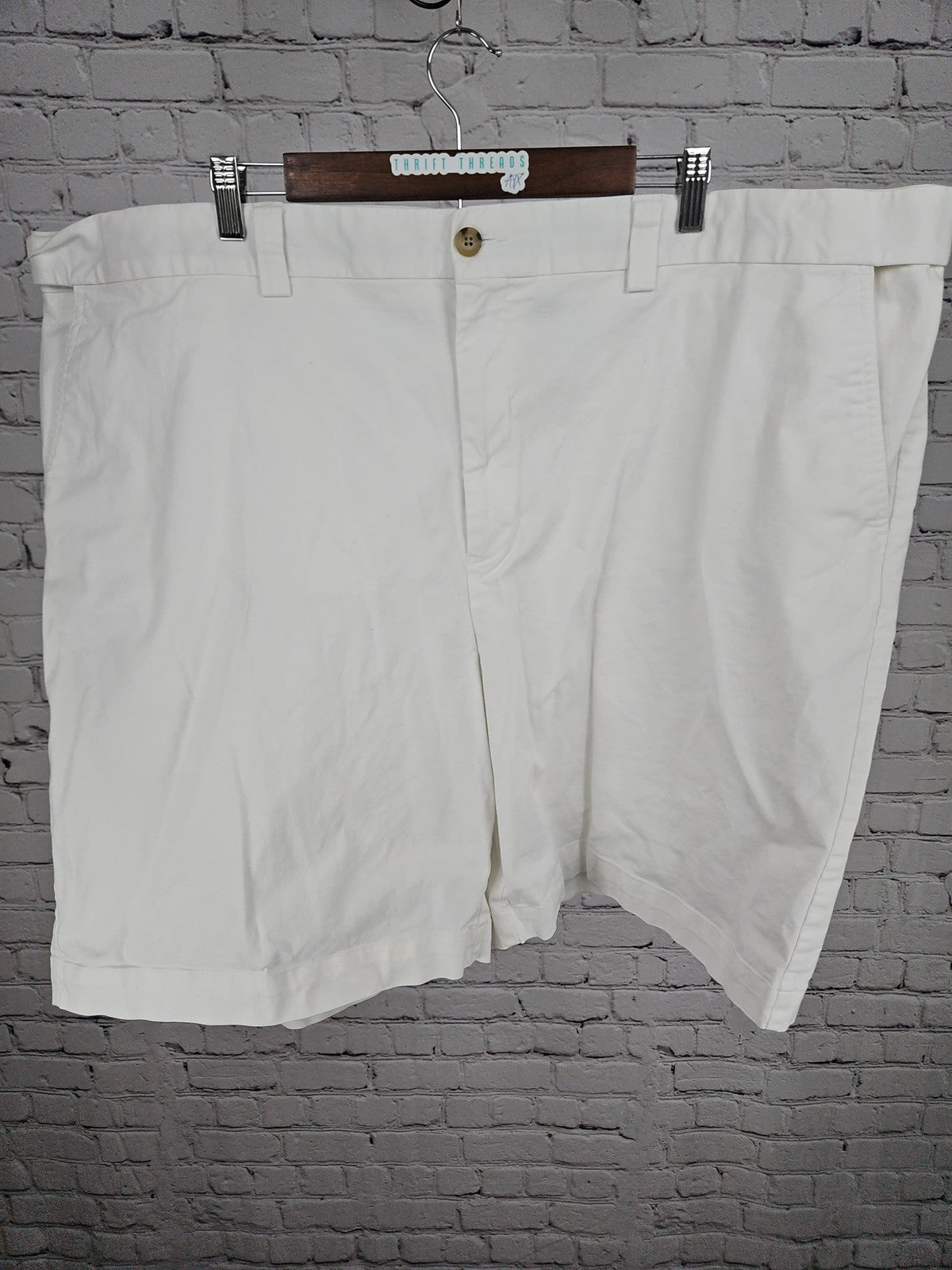 Oak Hill White Cotton Stretch Flat Front Chino Shorts Men's 50 (48X9.5)