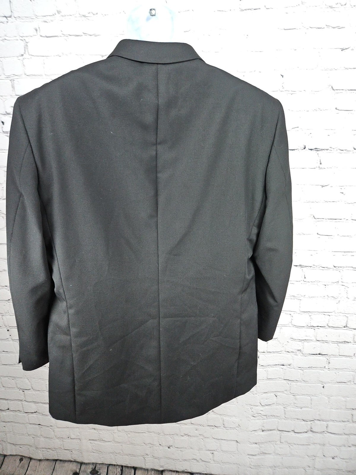 Jones New York Black 100% Wool Satin Notch 2 Button Tuxedo Jacket 42R