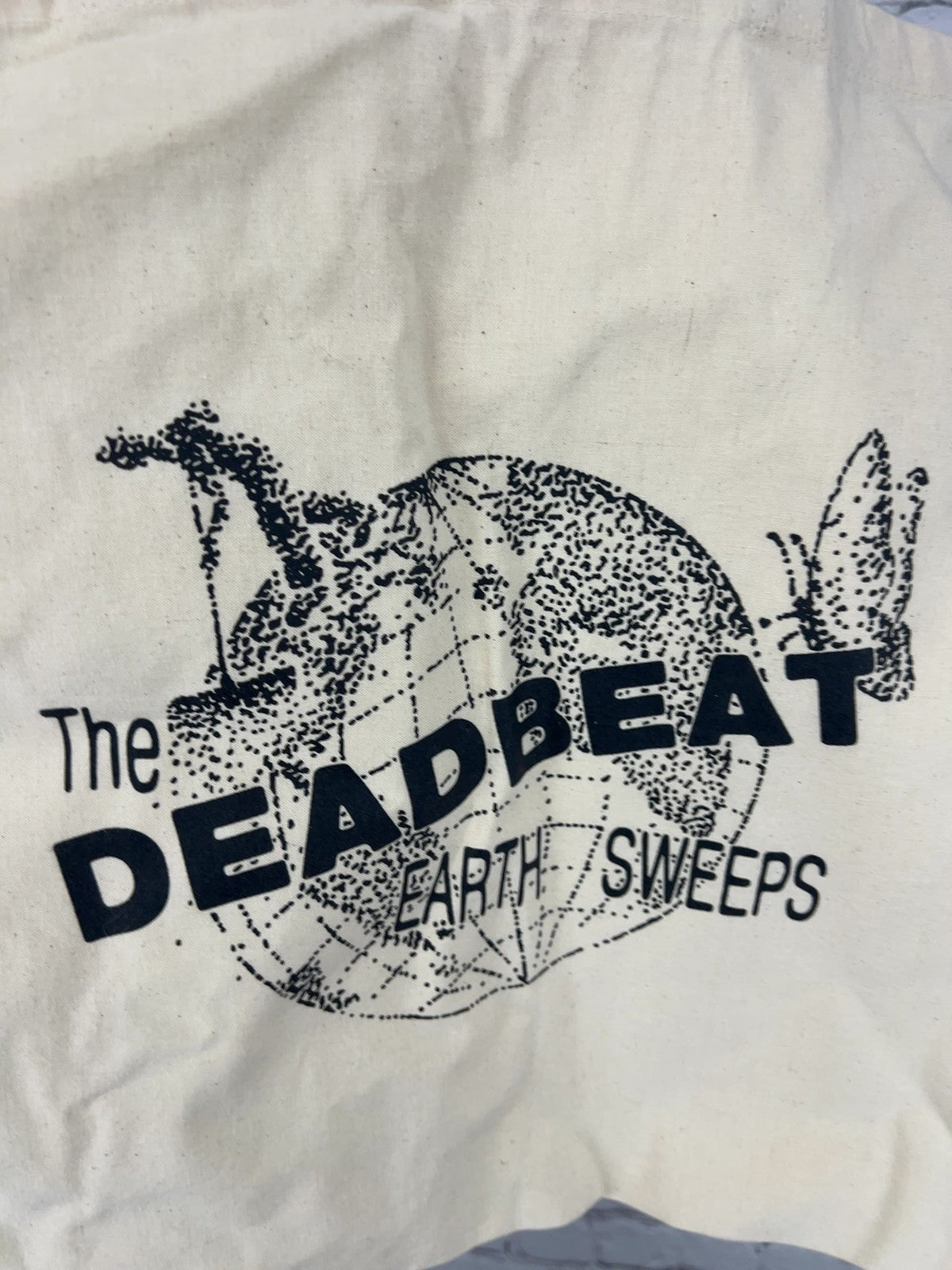 NWOT TBF Natural Canvas The Deadbeat Earth Sweeps Print Cotton Tote Bag