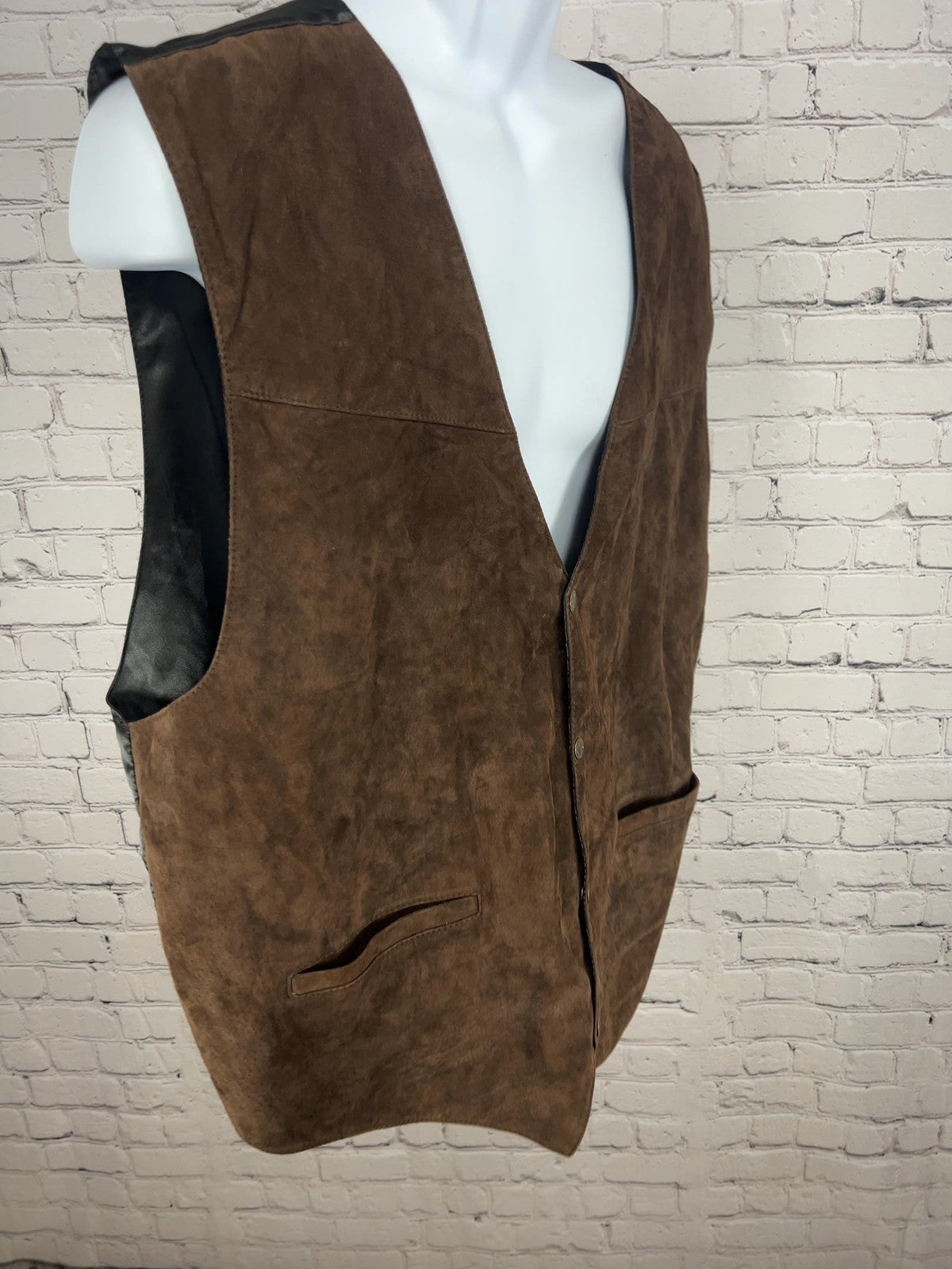 Scully Brown Suede Leather Snap Front Western Vest Satin Back Men's 3X