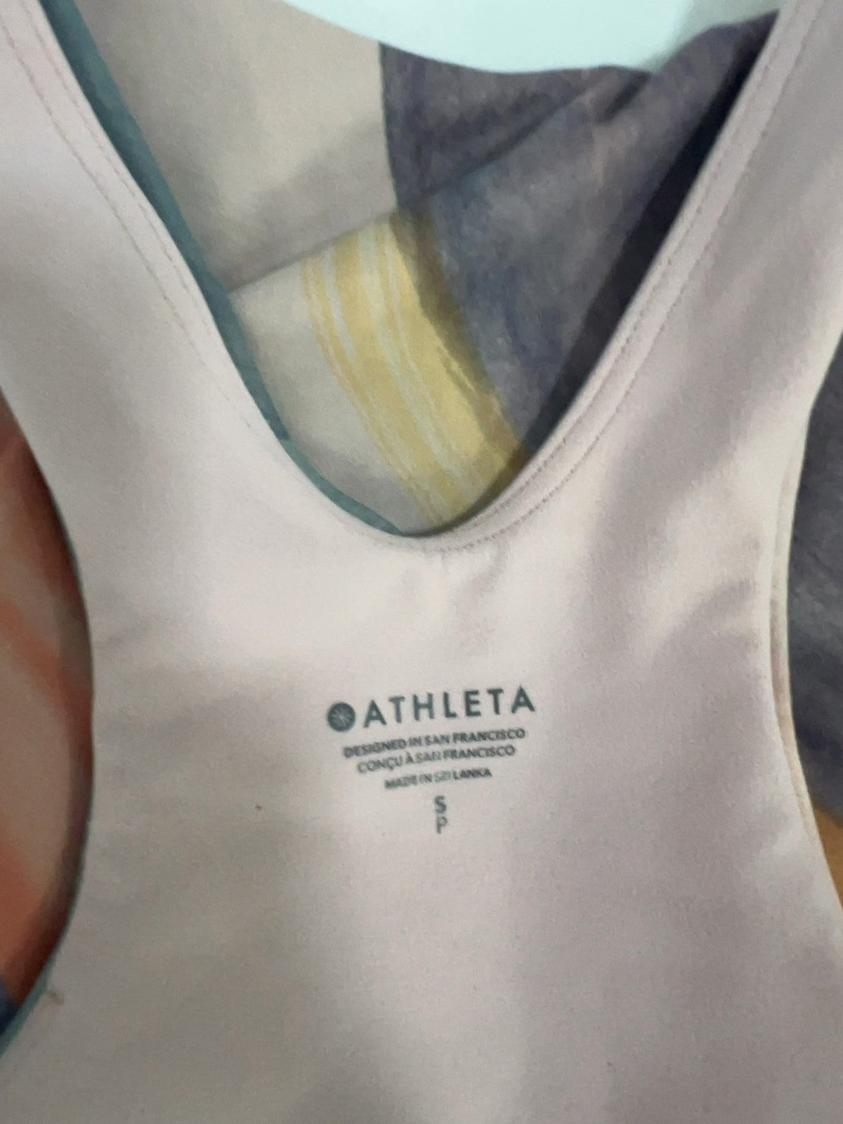 Athleta Multicolor Abstract Print High Neck Racerback Crop Sports Bra S