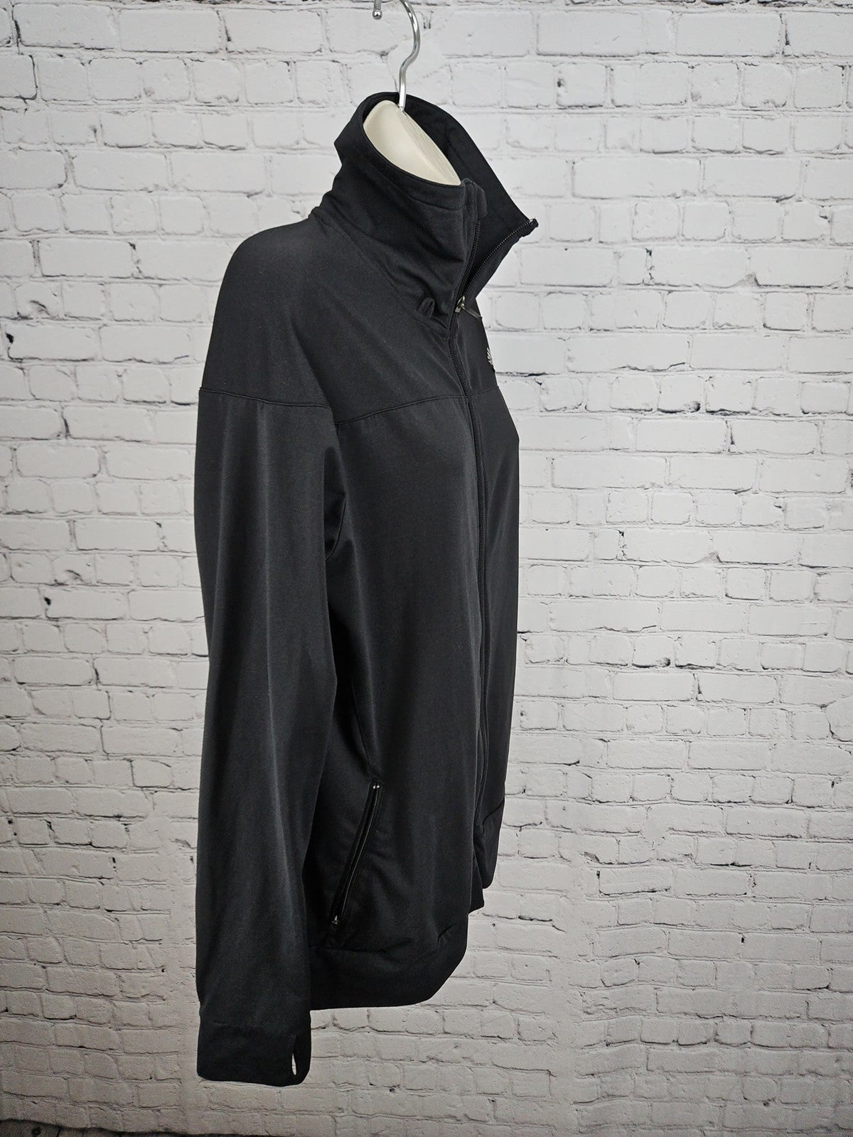 Adidas Techfit Black Full Zip Funnel Neck Thumbhole Track Jacket Women's XL