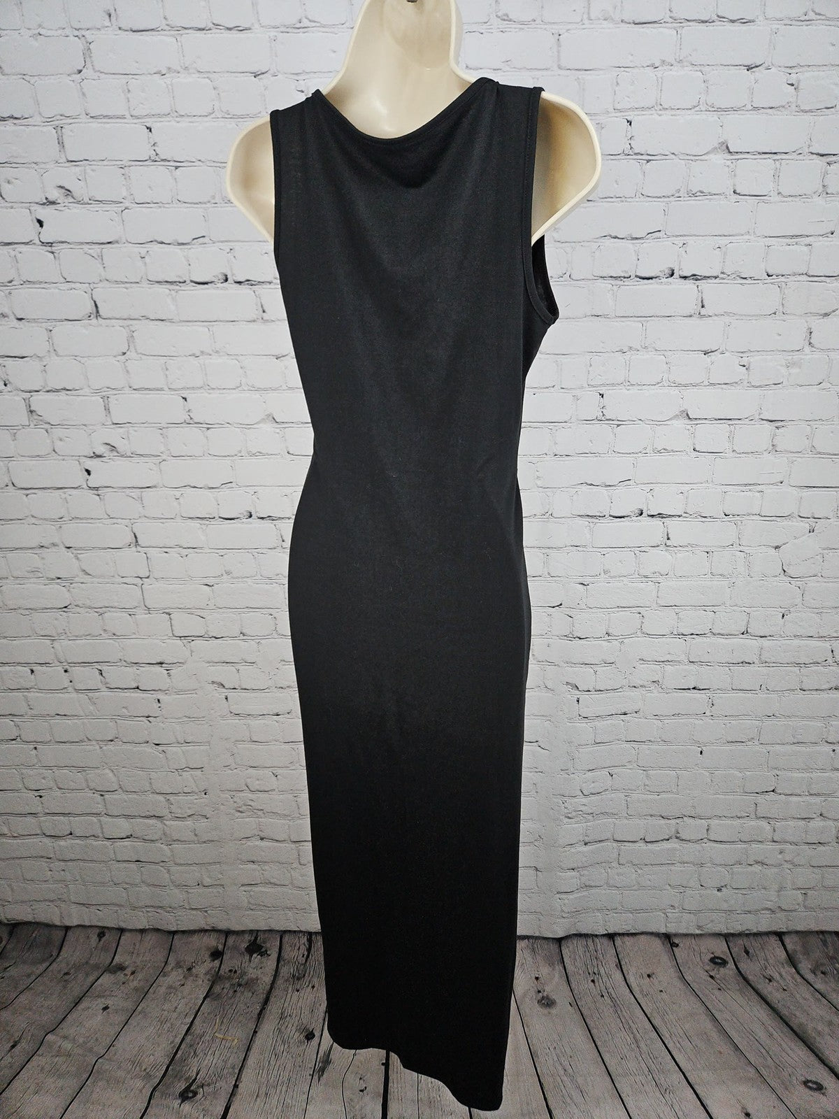 NWD GothDark Black Lace Up Plunge V Neck Sleeveless Slit Maxi Dress Women's S
