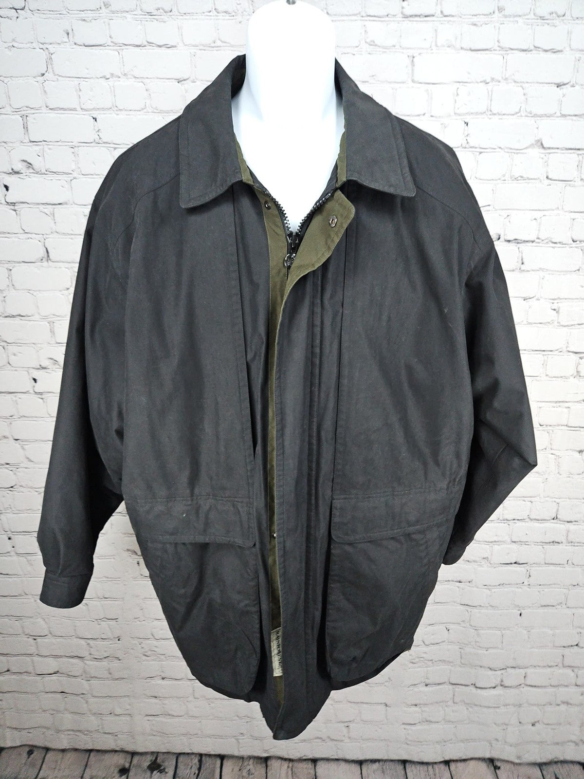 VTG Rainforest Black Quilted Puffer Lined Field Parka Coat Mens XL