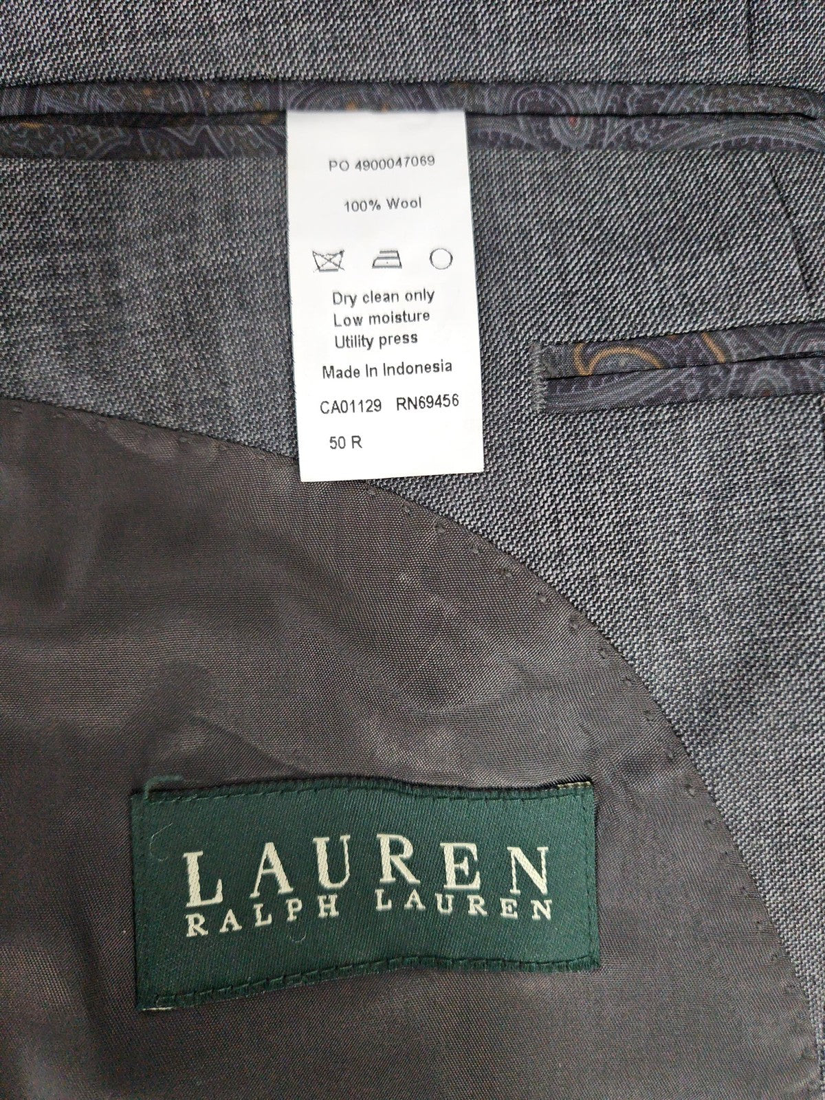 NWD Lauren Ralph Lauren Gray 100% Wool 2 Button Notch Blazer Sport Coat 50R