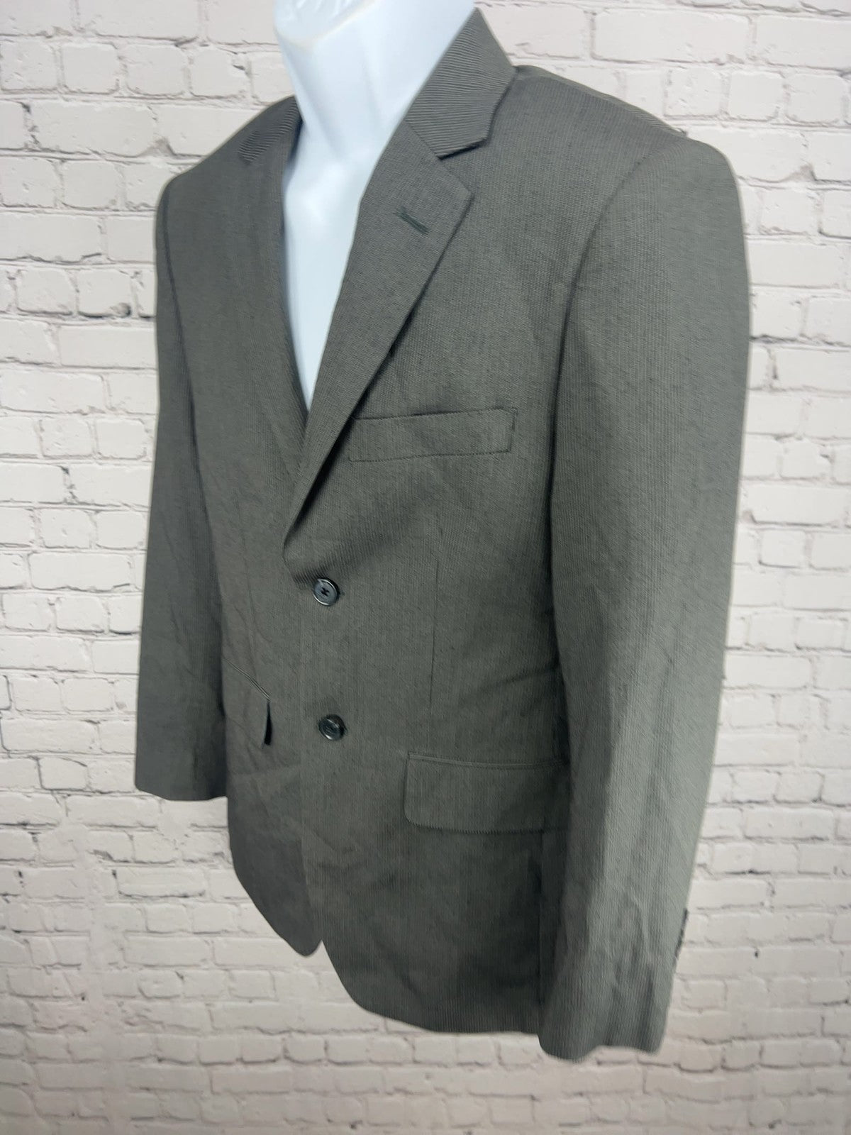 J Ferrar Gray Pinstripe Modern Fit 2 Button Notch Blazer Sport Coat 34S