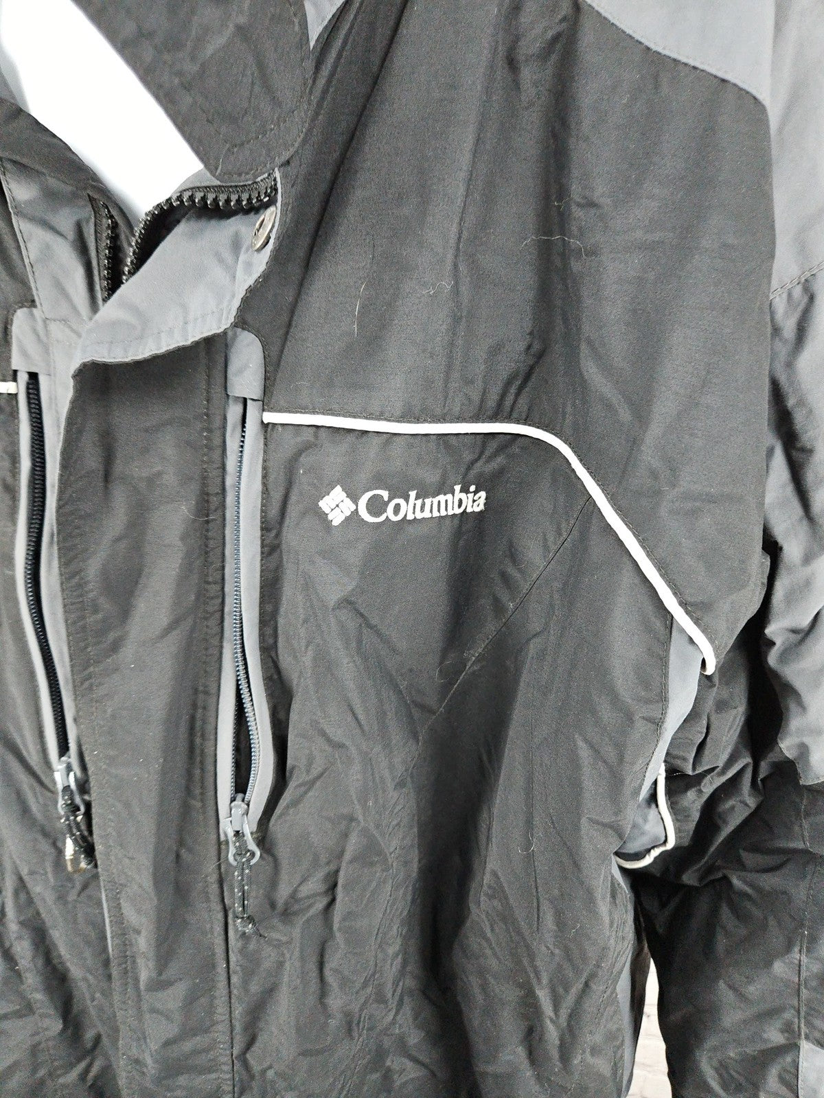 Columbia Black Gray Colorblock Insulated Full Zip Winter Jacket Men's XXL
