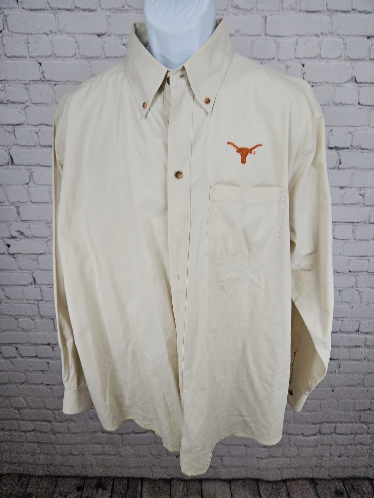 University Co-op Texas Longhorns Cream Button Down Long Sleeve Shirt XXL