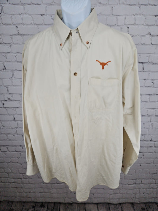 University Co-op Texas Longhorns Cream Button Down Long Sleeve Shirt XXL
