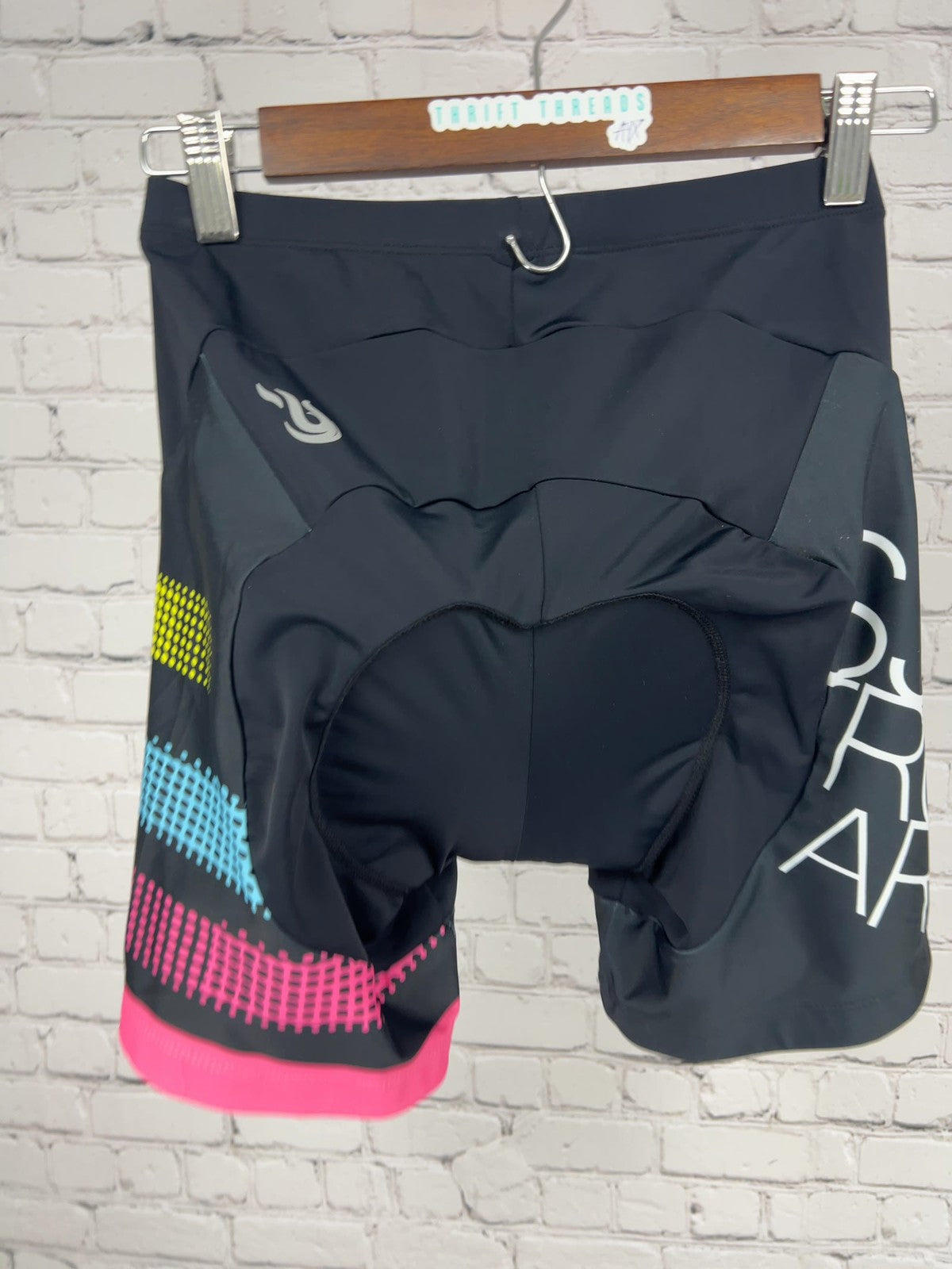 Beroy Black Pink Halftone Dot Padded Chamois Cycling Bike Shorts M (24X8)
