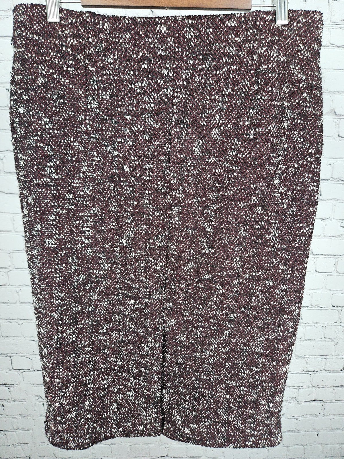 Ann Taylor Burgundy Tweed Herringbone Lined Pencil Skirt Women's 14