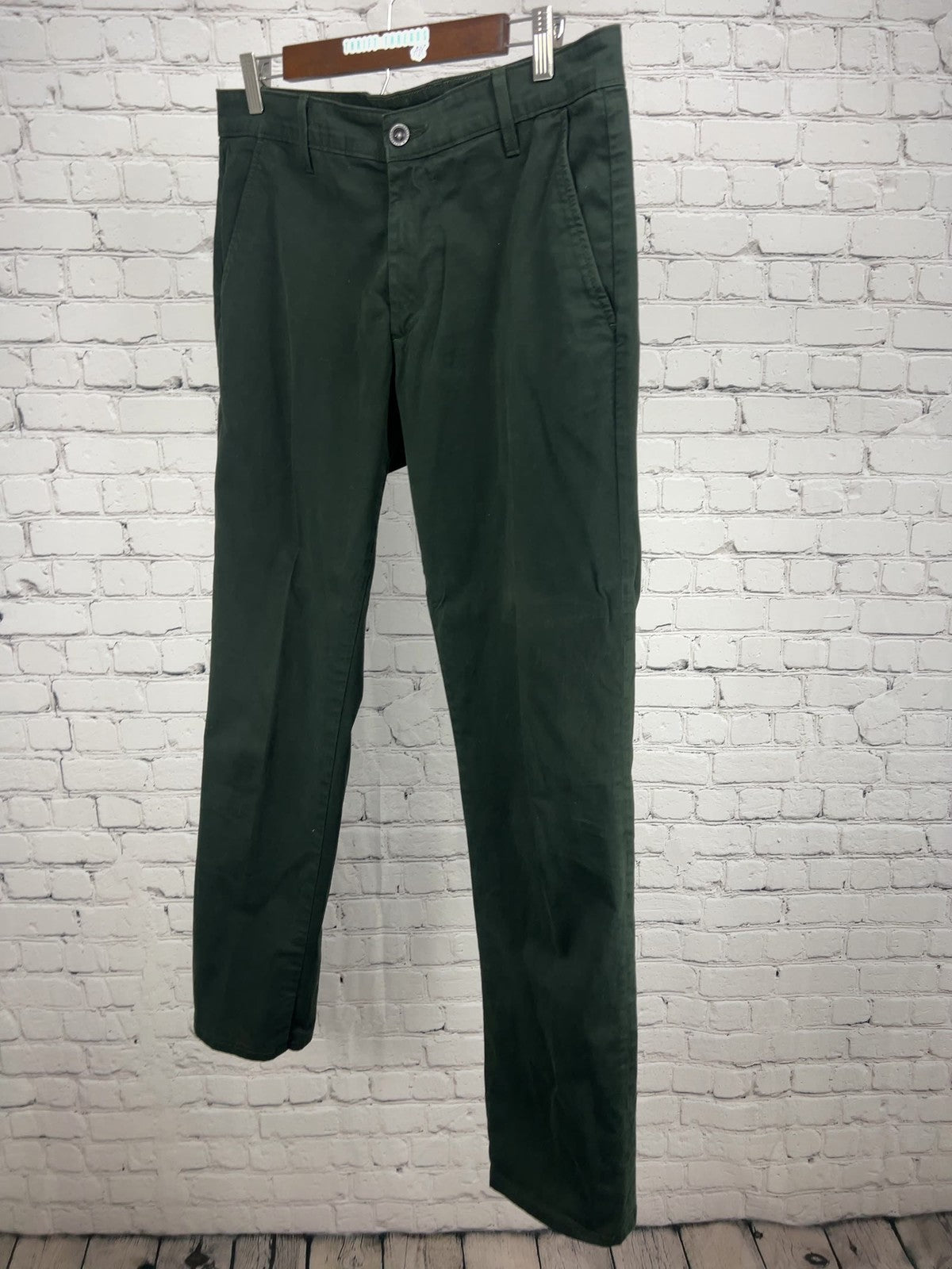AG Dark Green Lux Khaki Tailored Trouser Stretch Chino Pants 32