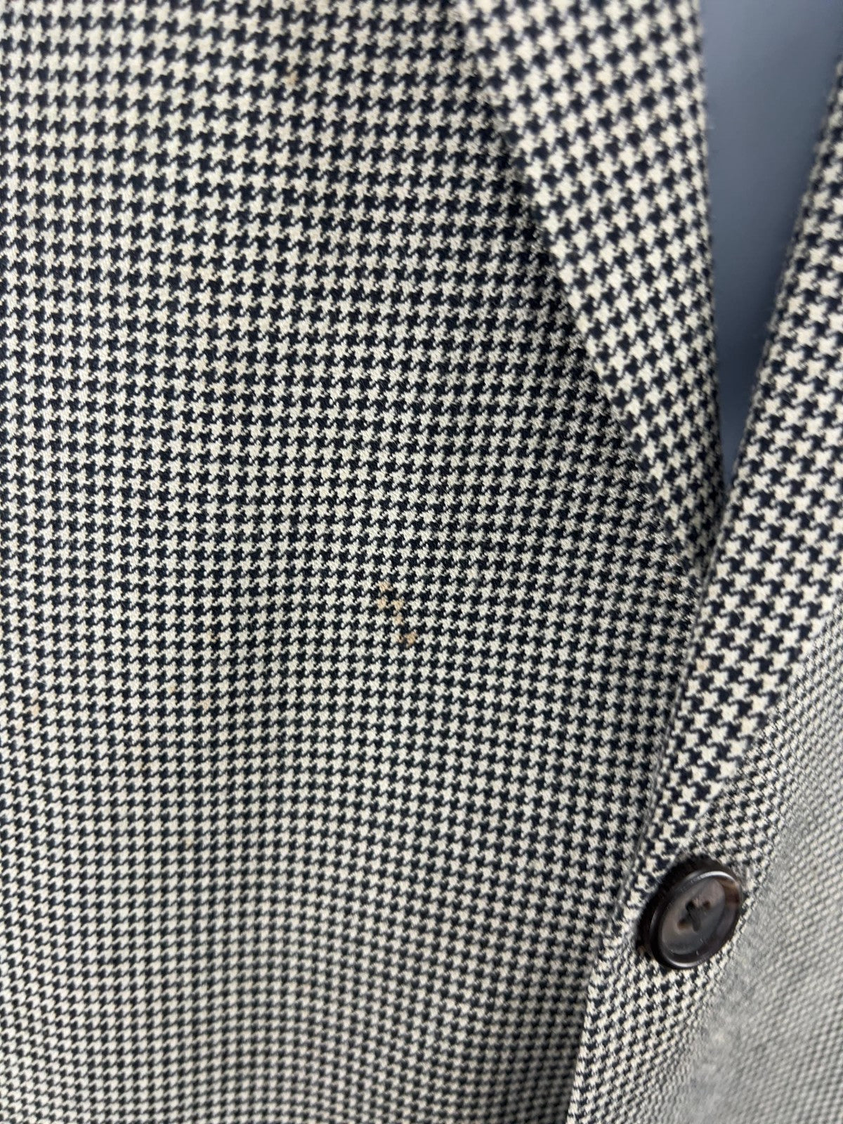 Lauren Ralph Lauren Black Houndstooth Silk Wool 2 Button Blazer Sport Coat 48R