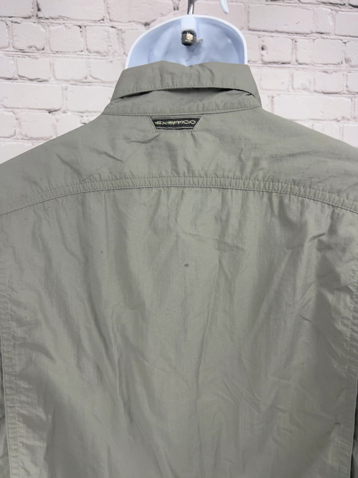 ExOfficio Insect Shield Olive Nylon Vented Long Sleeve Fishing Shirt L